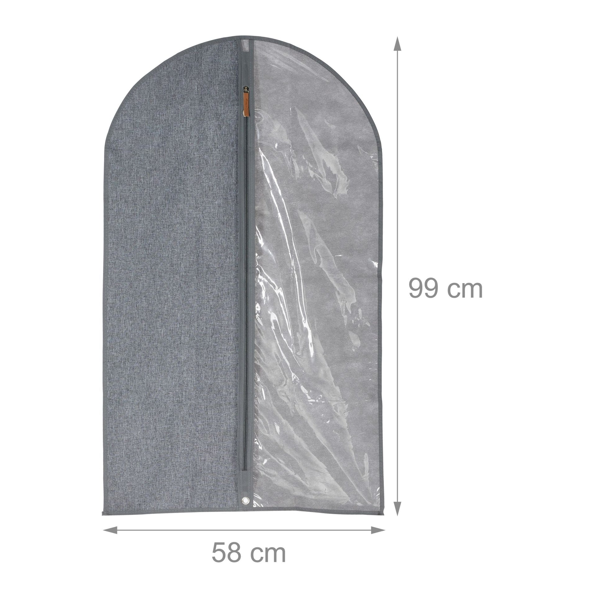 Kleidersack 3er-Set - 99 x 58cm Transparent-Grau von Relaxdays