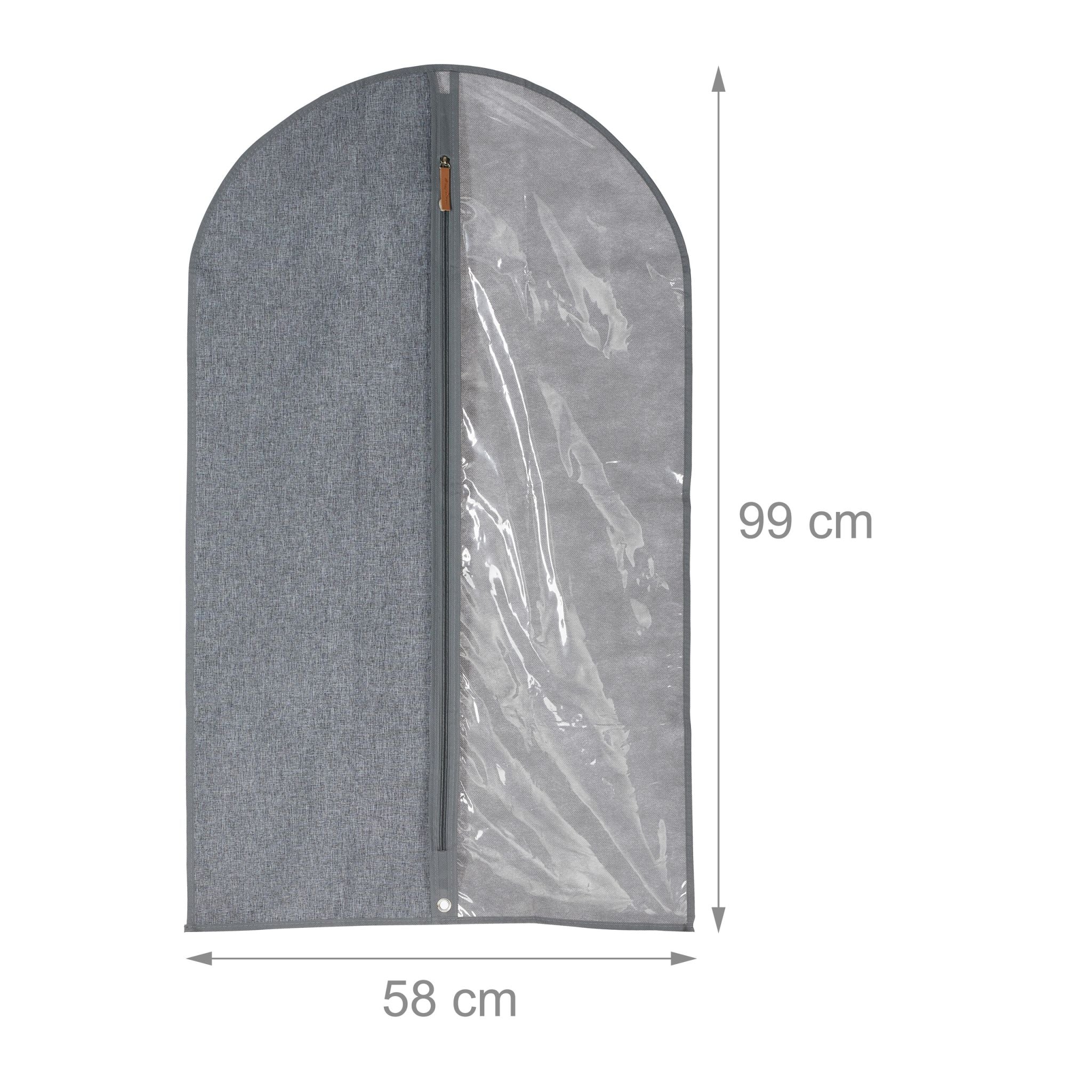 Kleidersack 3er-Set - 99 x 58cm Transparent-Grau von Relaxdays