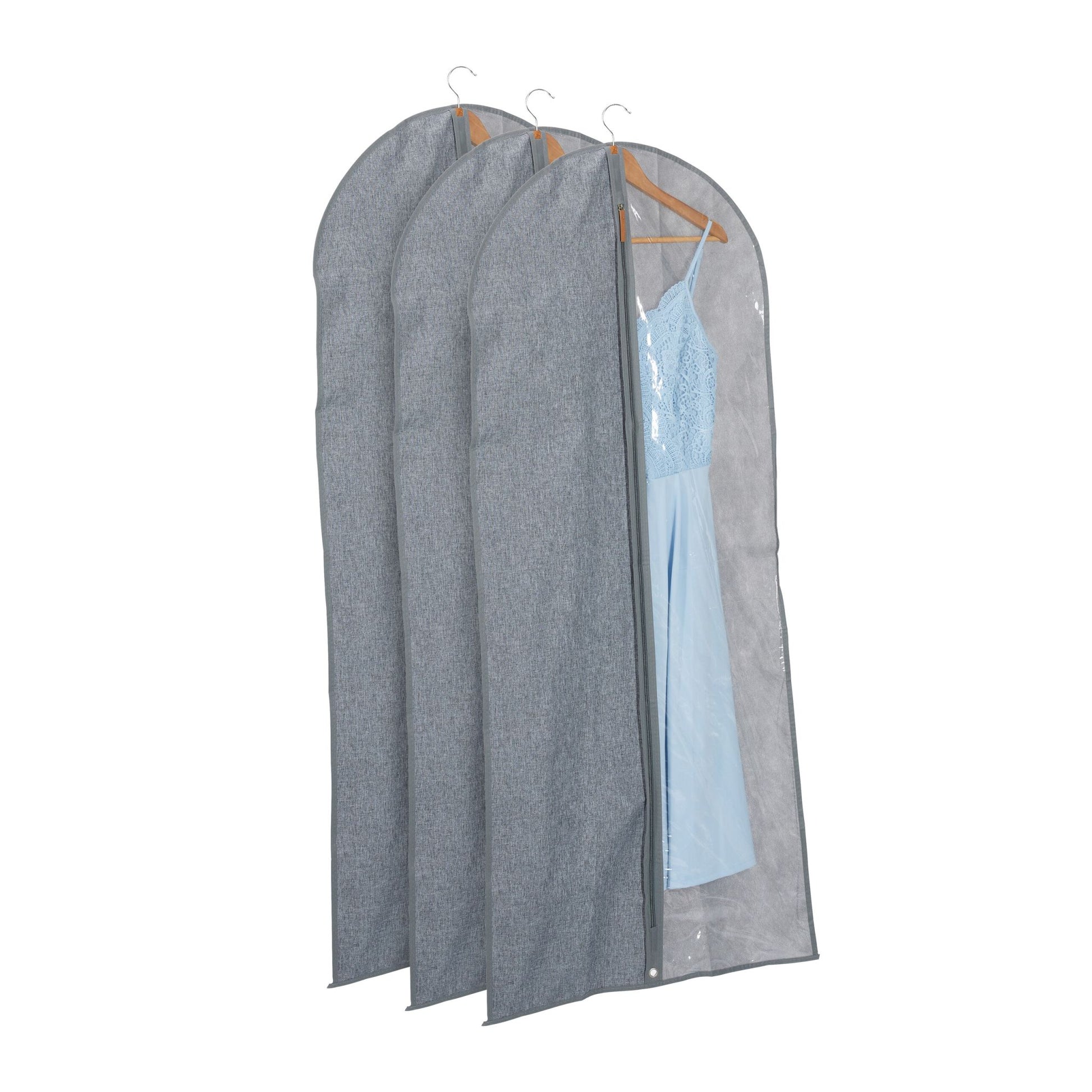 Kleidersack 3er-Set - 135 x 58cm Transparent-Grau von Relaxdays