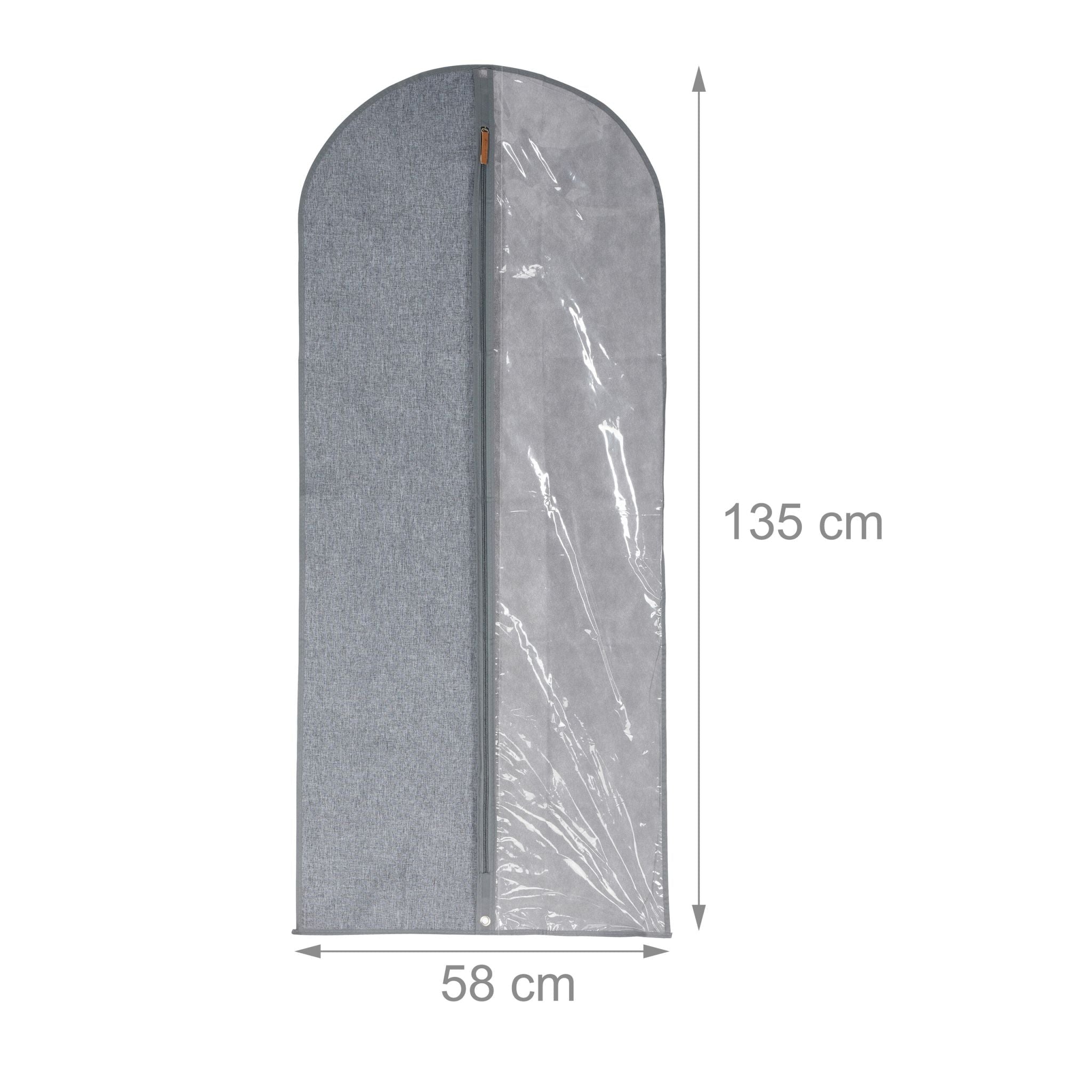 Kleidersack 3er-Set - 135 x 58cm Transparent-Grau von Relaxdays