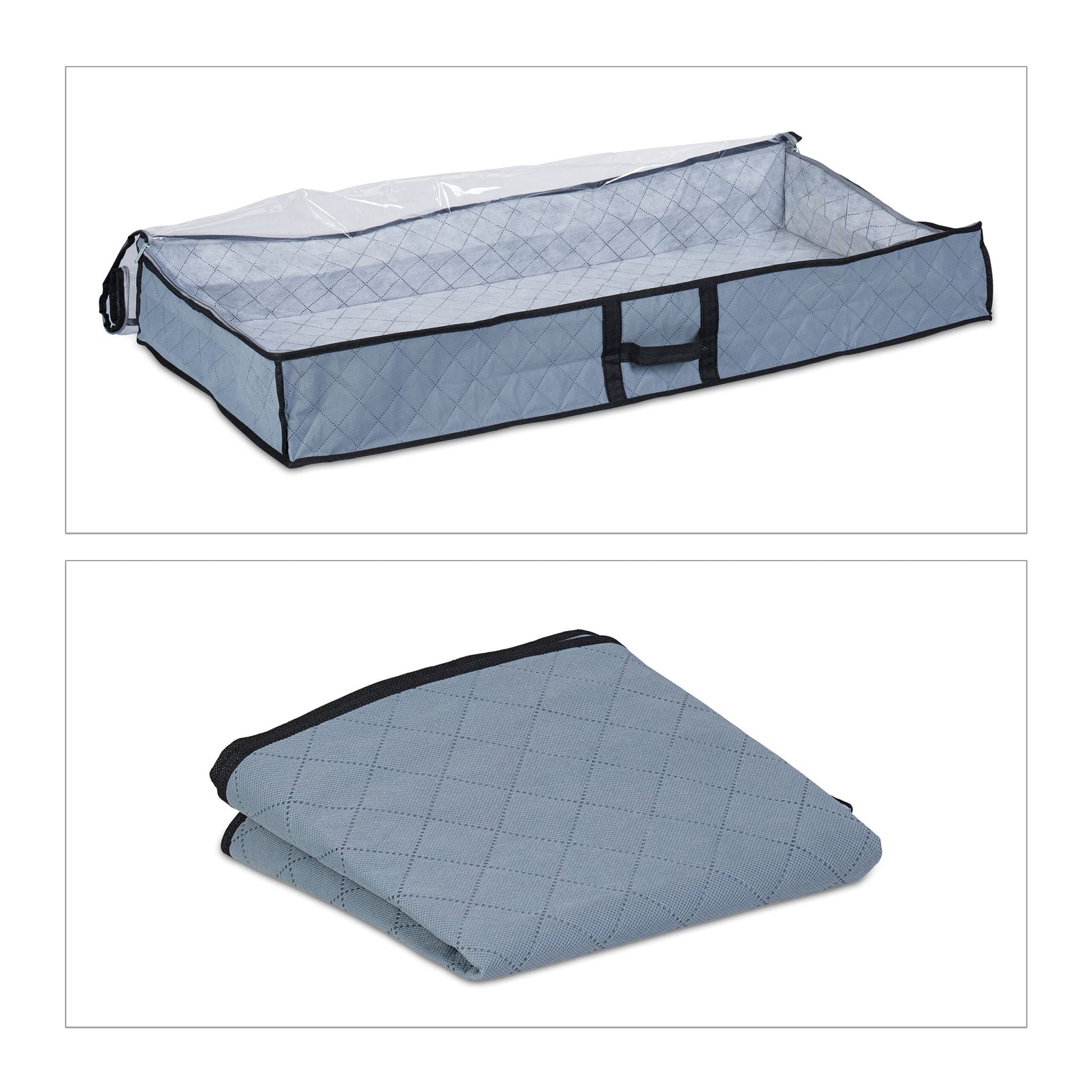 Unterbettkommode 2er-Set Schwarz-Transparent-Grau von Relaxdays