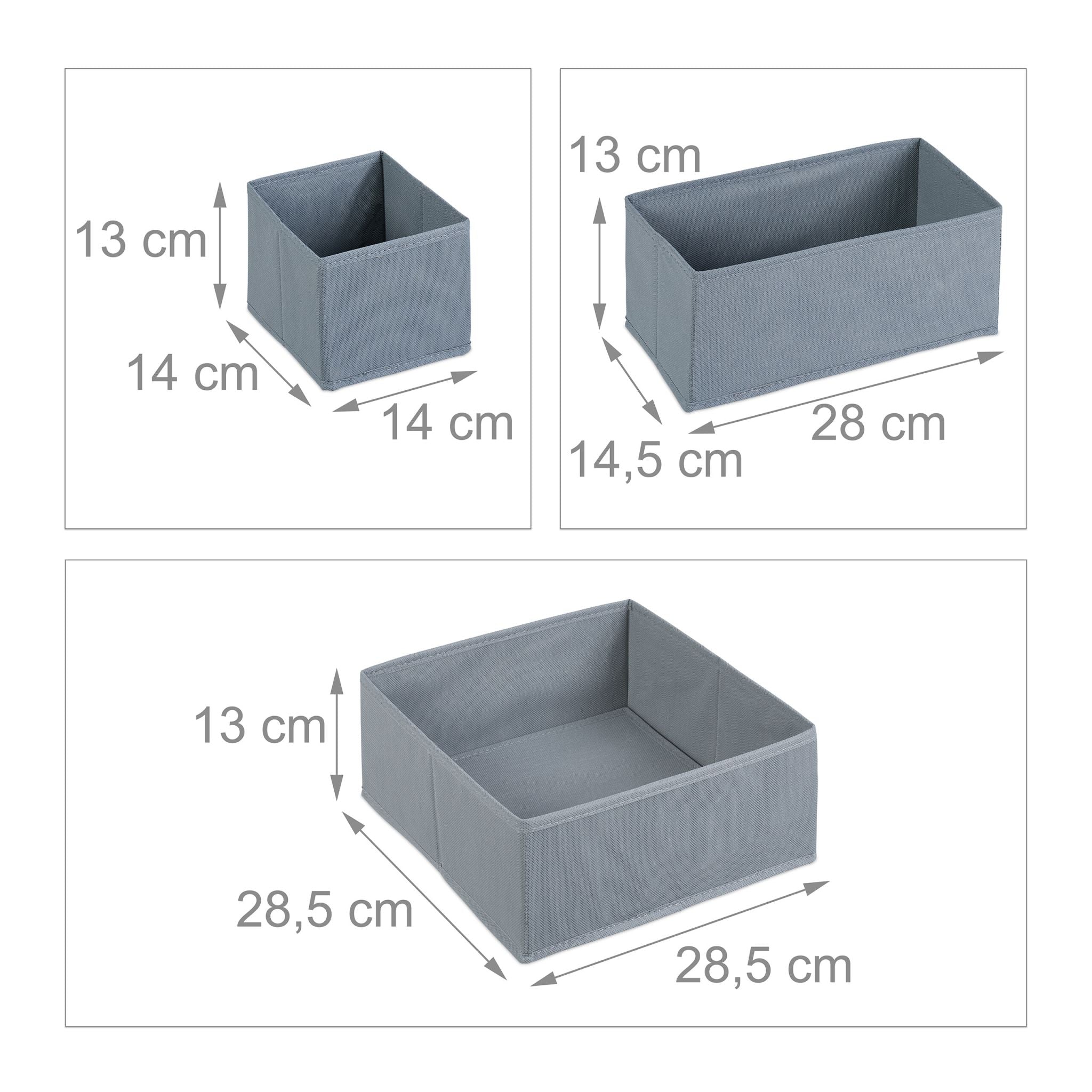 Schubladenorganiserset 8-tlg. Grau von Relaxdays