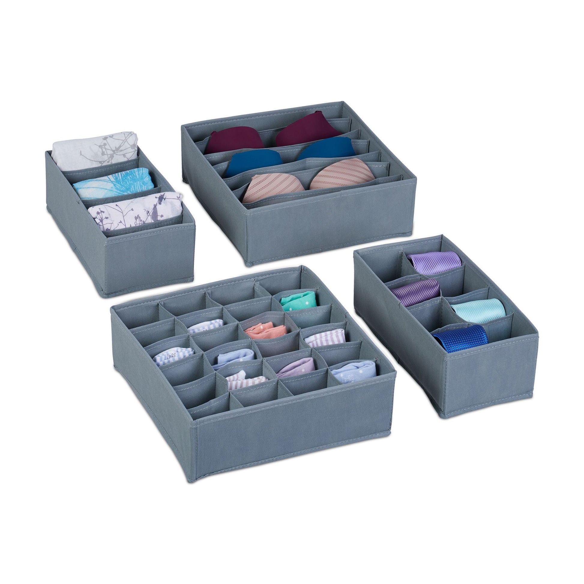 Schubladenorganiserset 4-tlg. Grau von Relaxdays