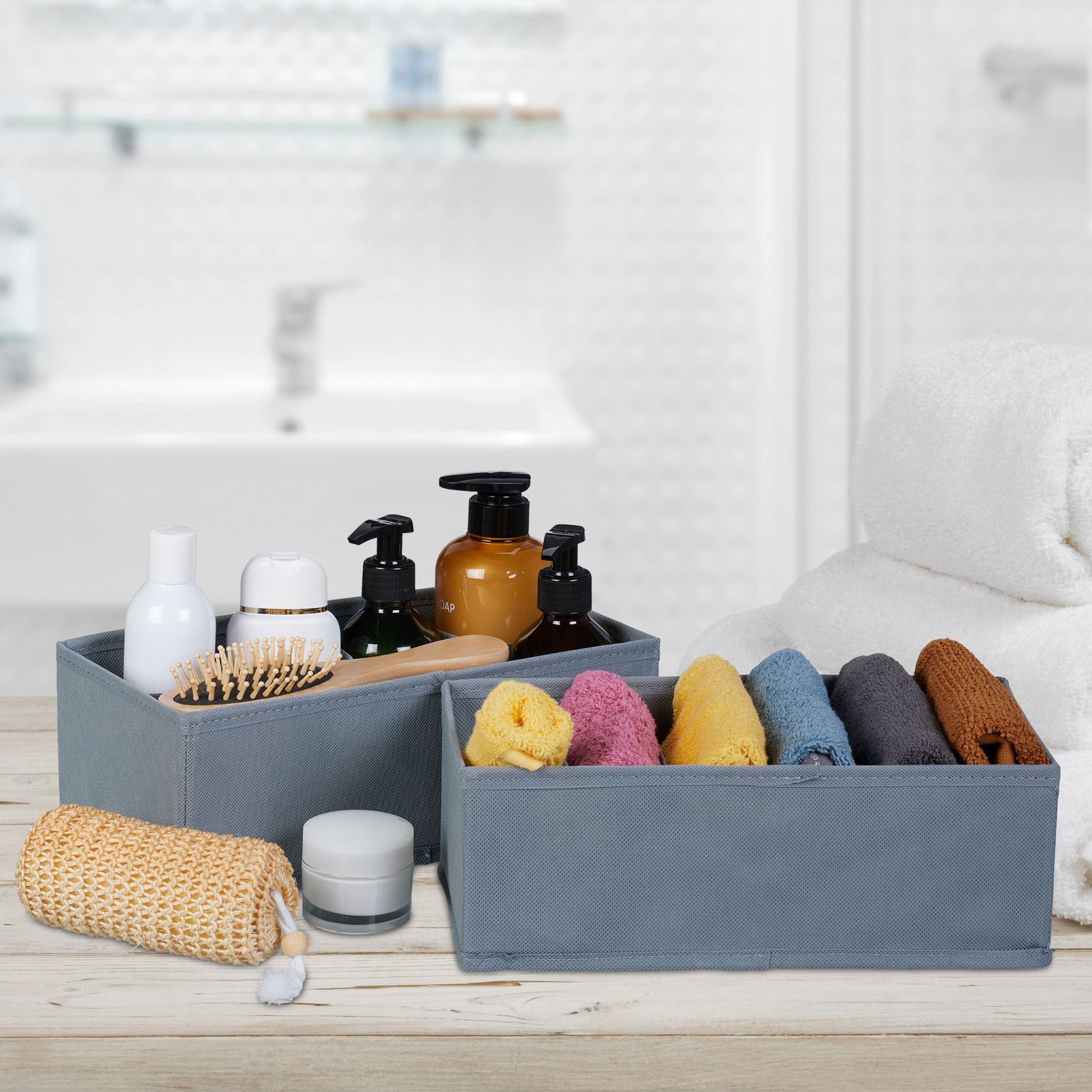 Schubladenorganiserset 4-tlg. Grau von Relaxdays