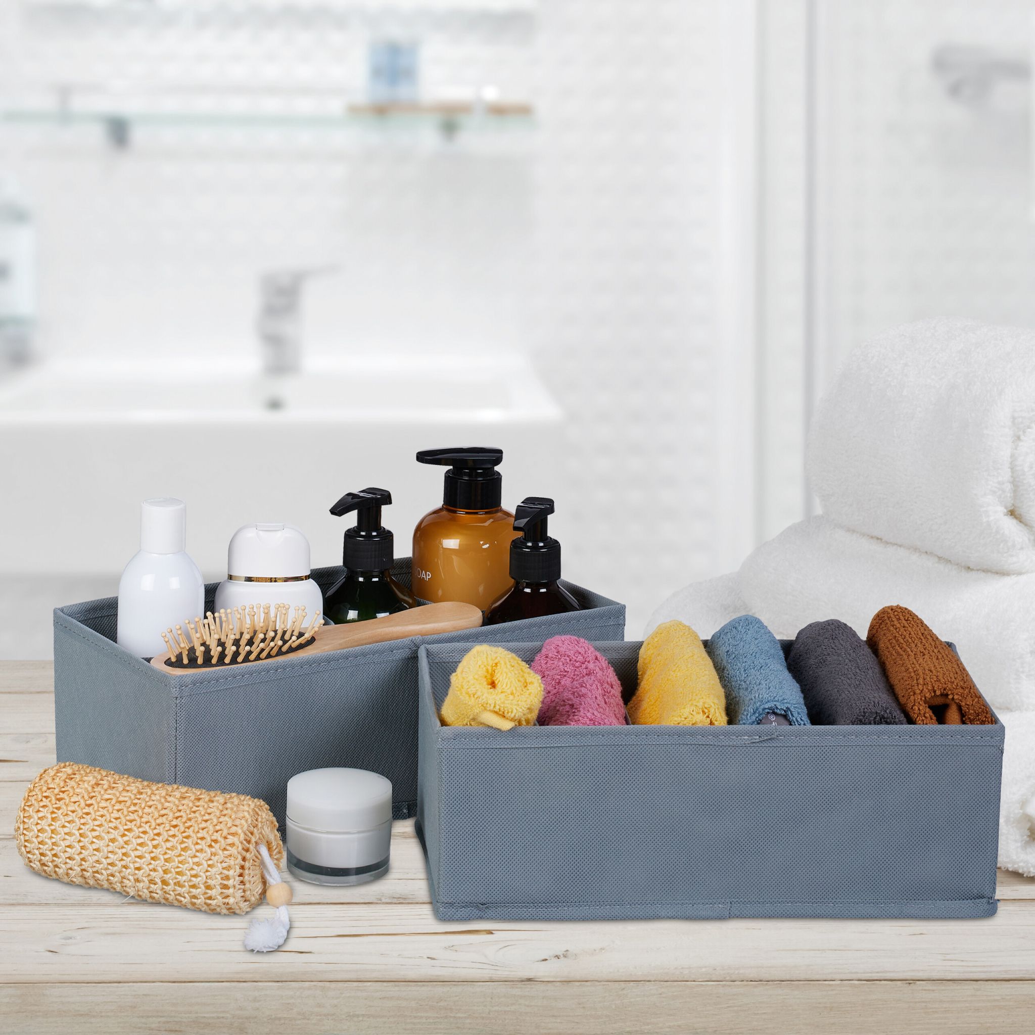 Schubladenorganiserset 4-tlg. Grau von Relaxdays