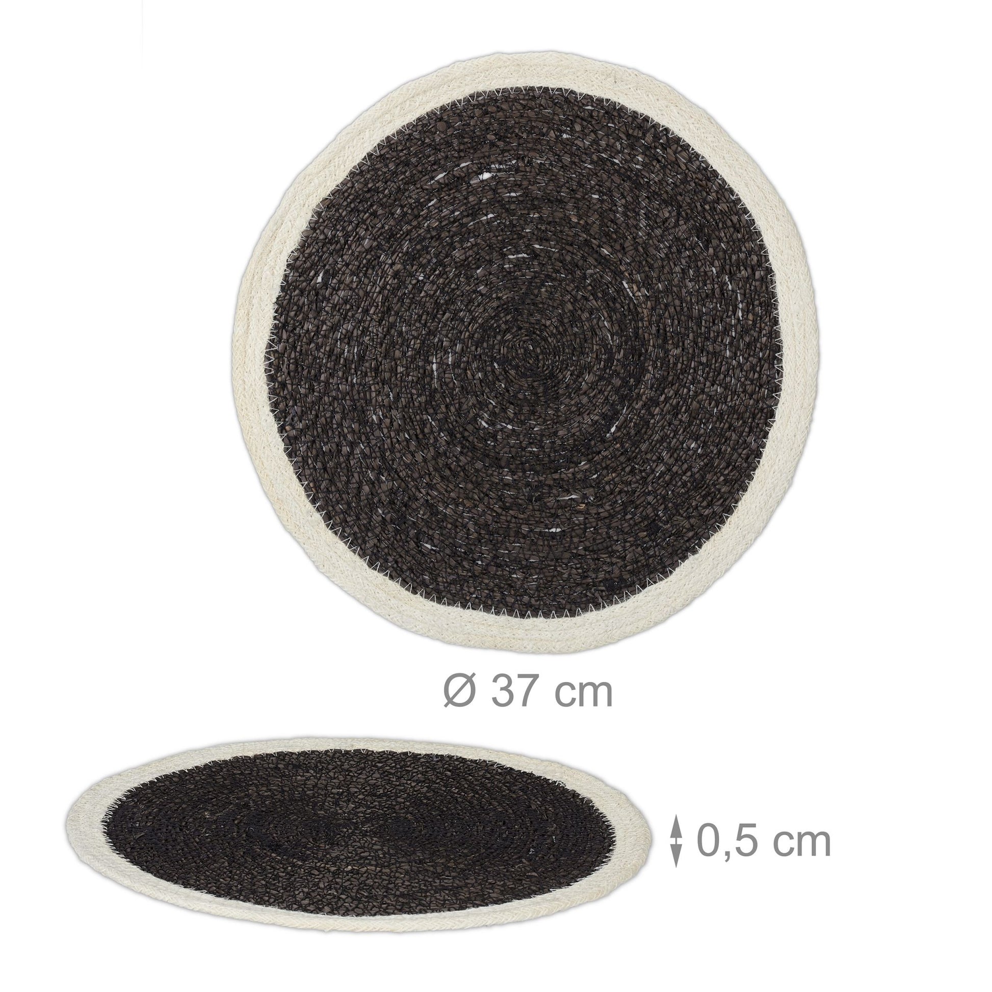 Tischset Seegras 4-teiliges Creme-Schwarz von Relaxdays