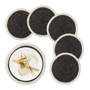 Tischset Seegras 6-teiliges Creme-Schwarz von Relaxdays