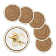 Geflochtene Tischsets 6-teilig Weiss-Hellbraun von Relaxdays
