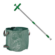 Unkrautstecher mit Gartenabfallsack Dunkelgrün-Grün-Silber von Relaxdays