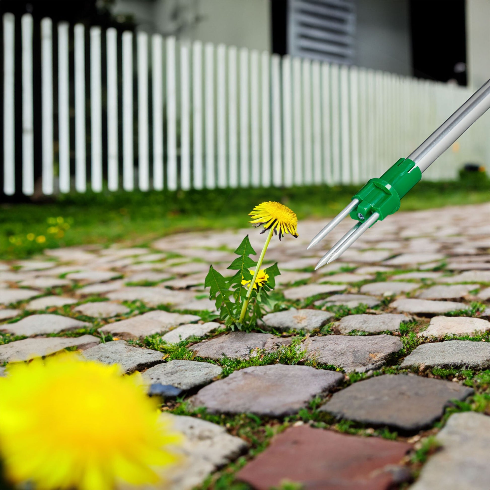 Unkrautstecher mit Gartenabfallsack Dunkelgrün-Grün-Silber von Relaxdays