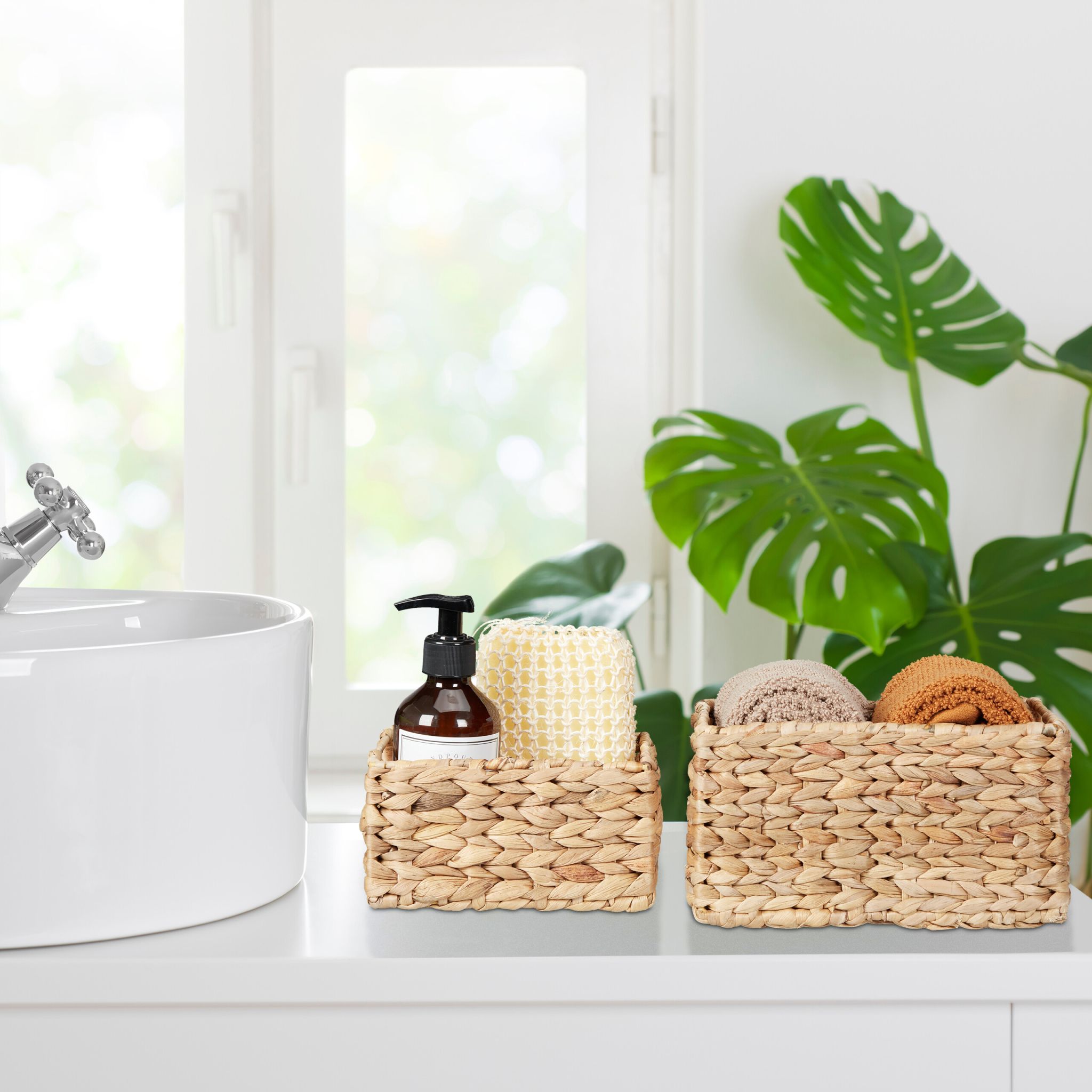 Aufbewahrungskorb Set Wasserhyazinthe Hellbraun von Relaxdays