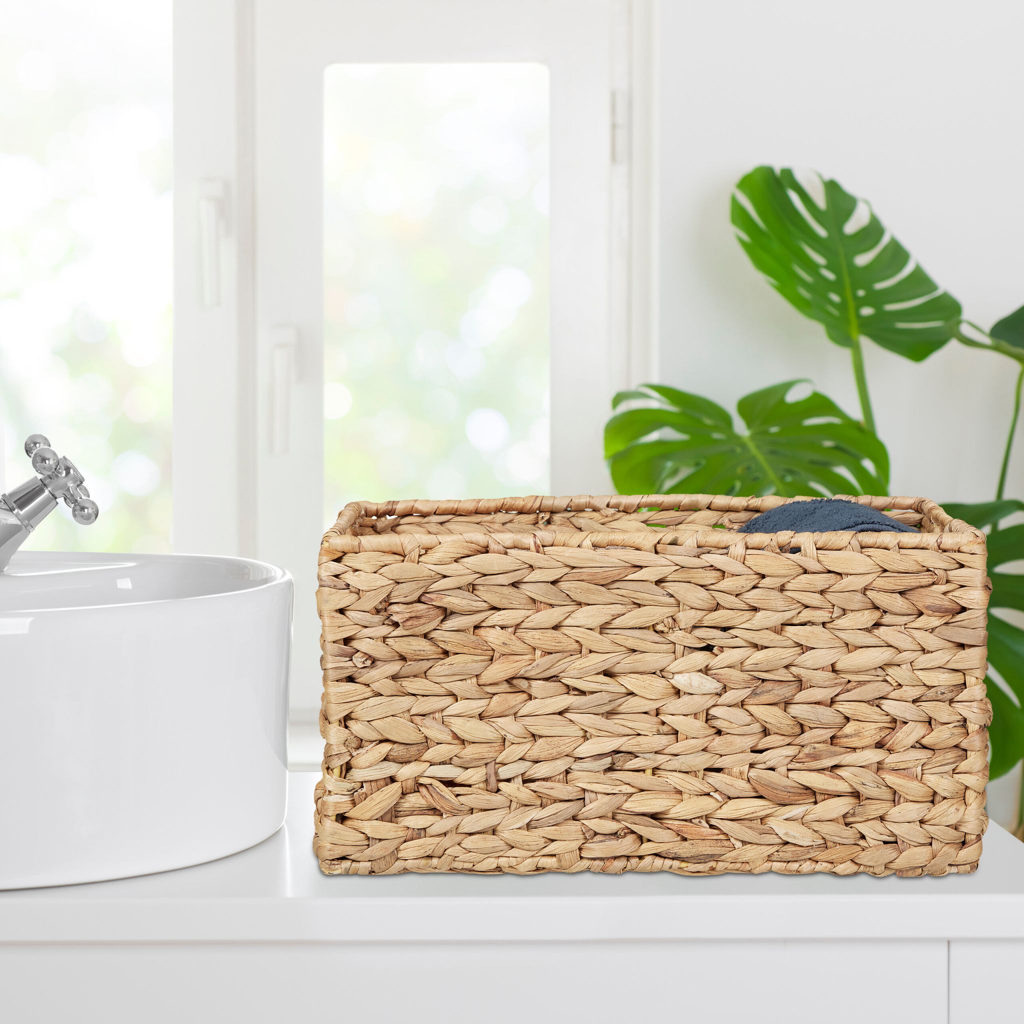 Aufbewahrungskorb Wasserhyazinthe Hellbraun von Relaxdays