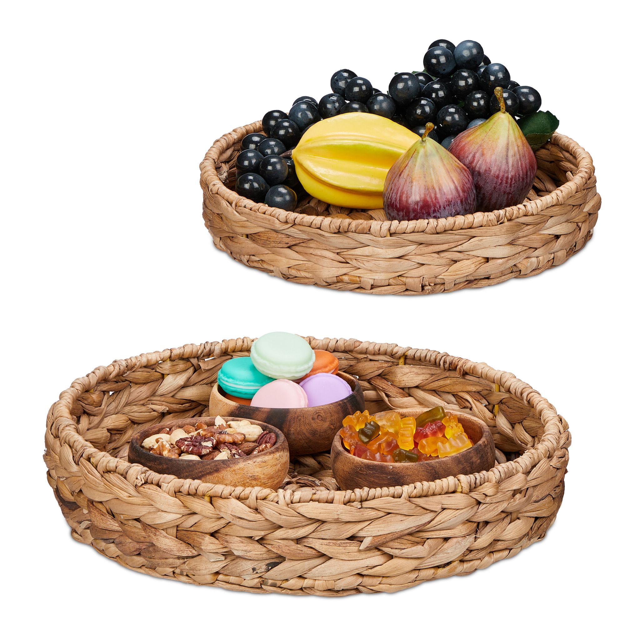 Tablett Wasserhyazinthe 2er-Set Hellbraun von Relaxdays