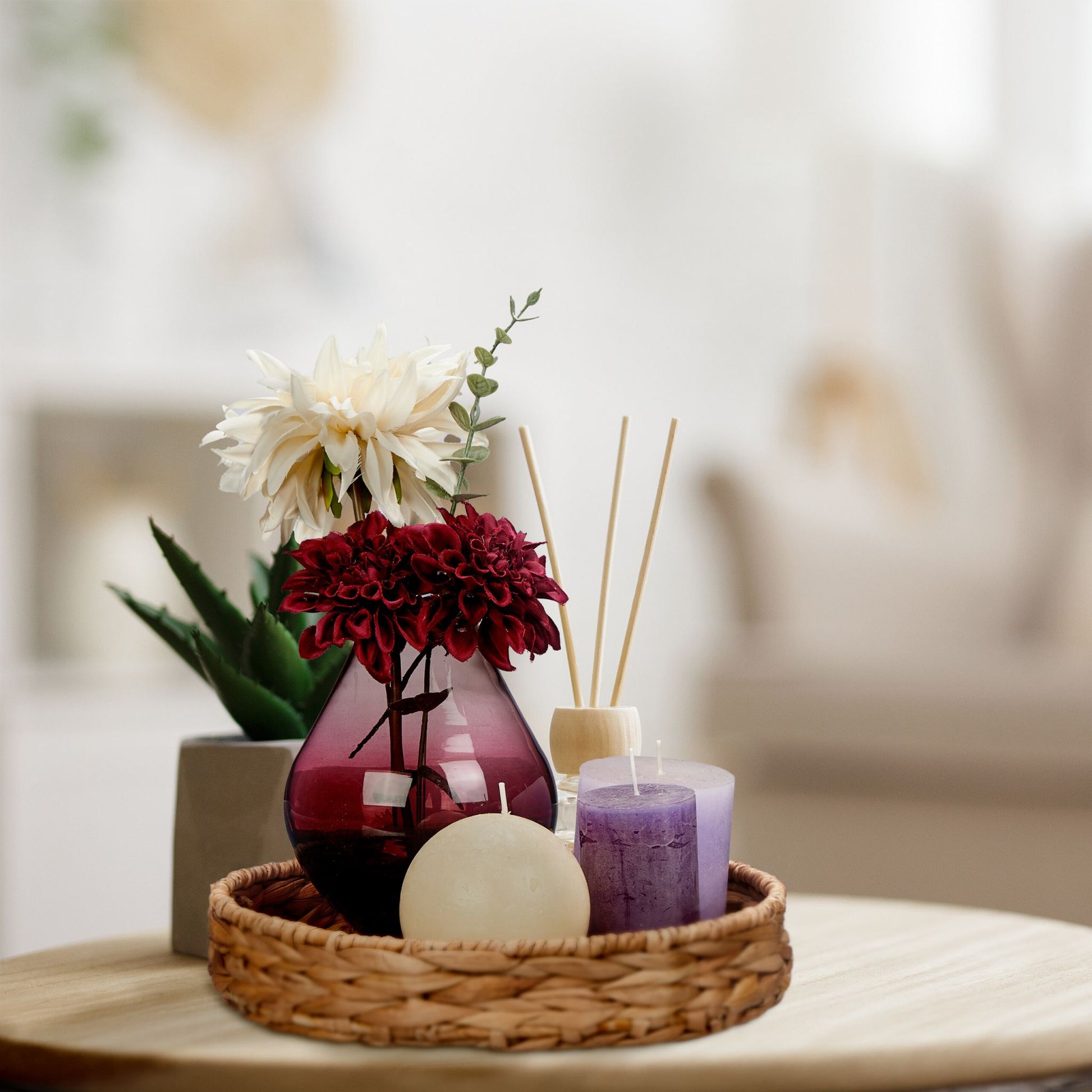 Tablett Wasserhyazinthe 2er-Set Hellbraun von Relaxdays