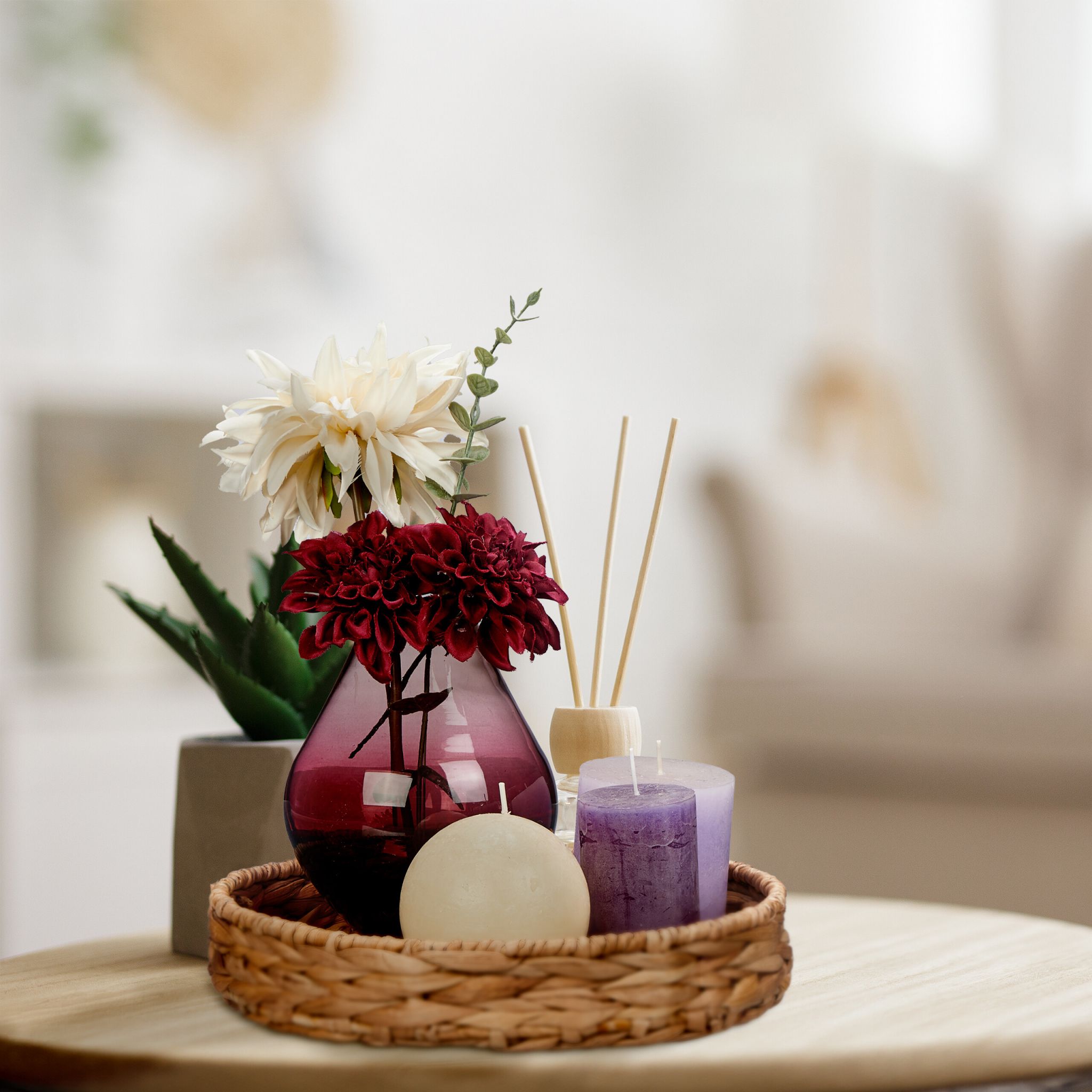 Tablett Wasserhyazinthe 2er-Set Hellbraun von Relaxdays
