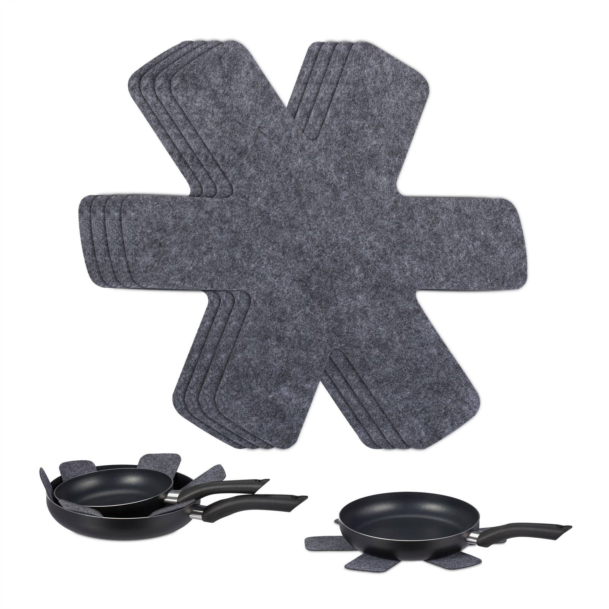 Pfannenschoner Filz 6er-Set Grau von Relaxdays