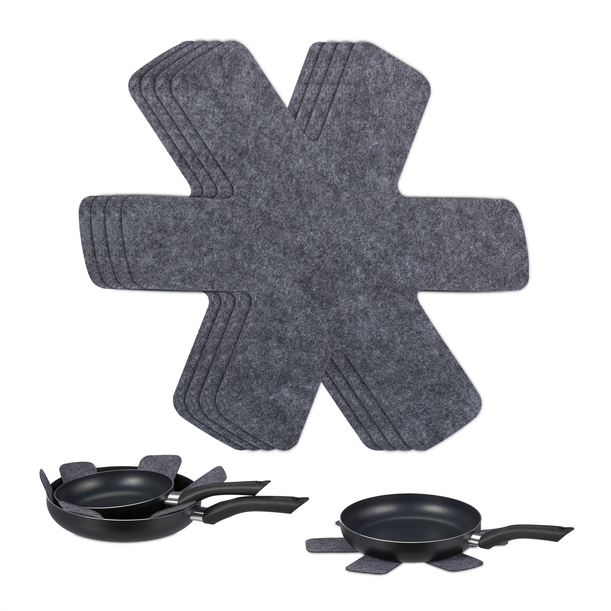 Pfannenschoner Filz 6er-Set Grau von Relaxdays