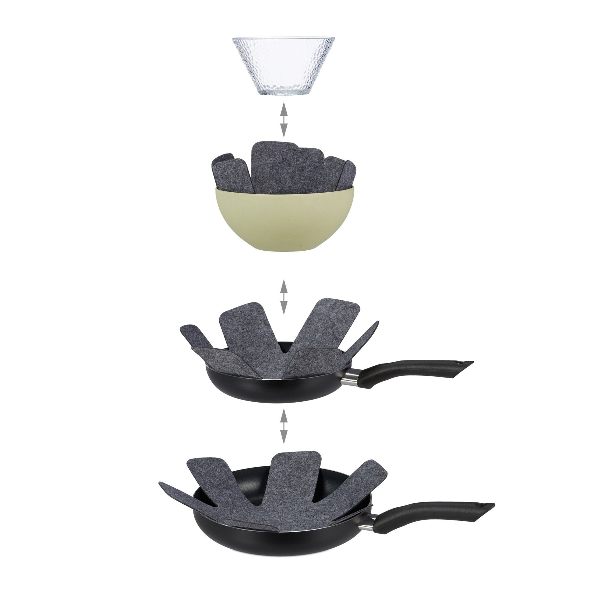 Pfannenschoner Filz 6er-Set Grau von Relaxdays