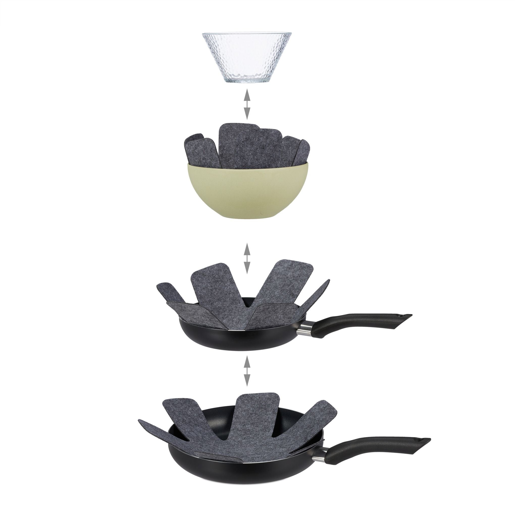 Pfannenschoner Filz 6er-Set Grau von Relaxdays