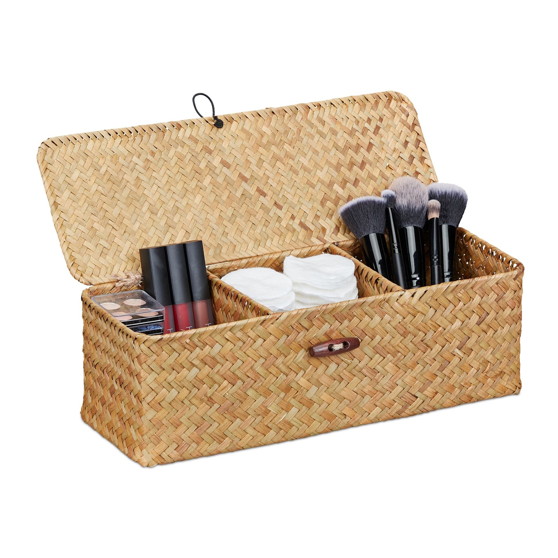 Aufbewahrungsbox mit Deckel Dunkelbraun-Hellbraun von Relaxdays