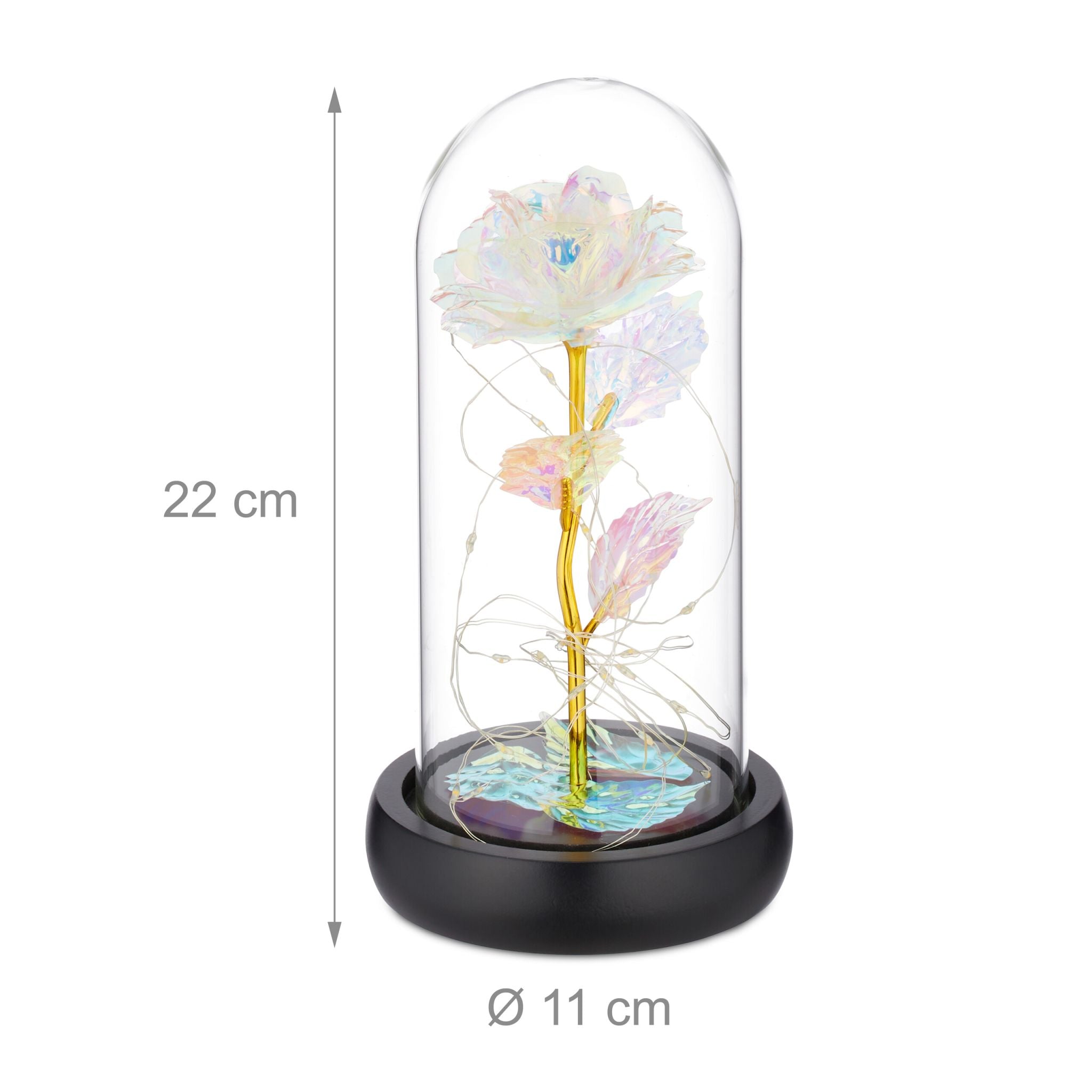 Ewige Rose Glas Gold-Schwarz-Transparent von Relaxdays