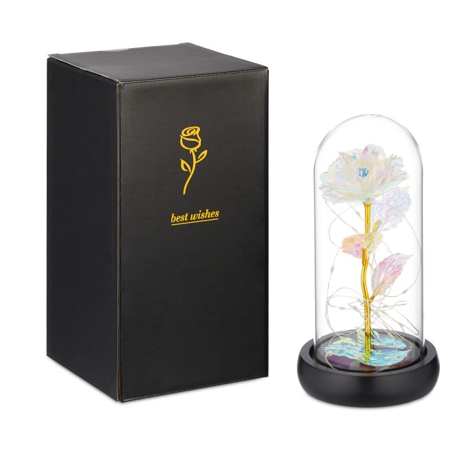 Ewige Rose Glas Gold-Schwarz-Transparent von Relaxdays