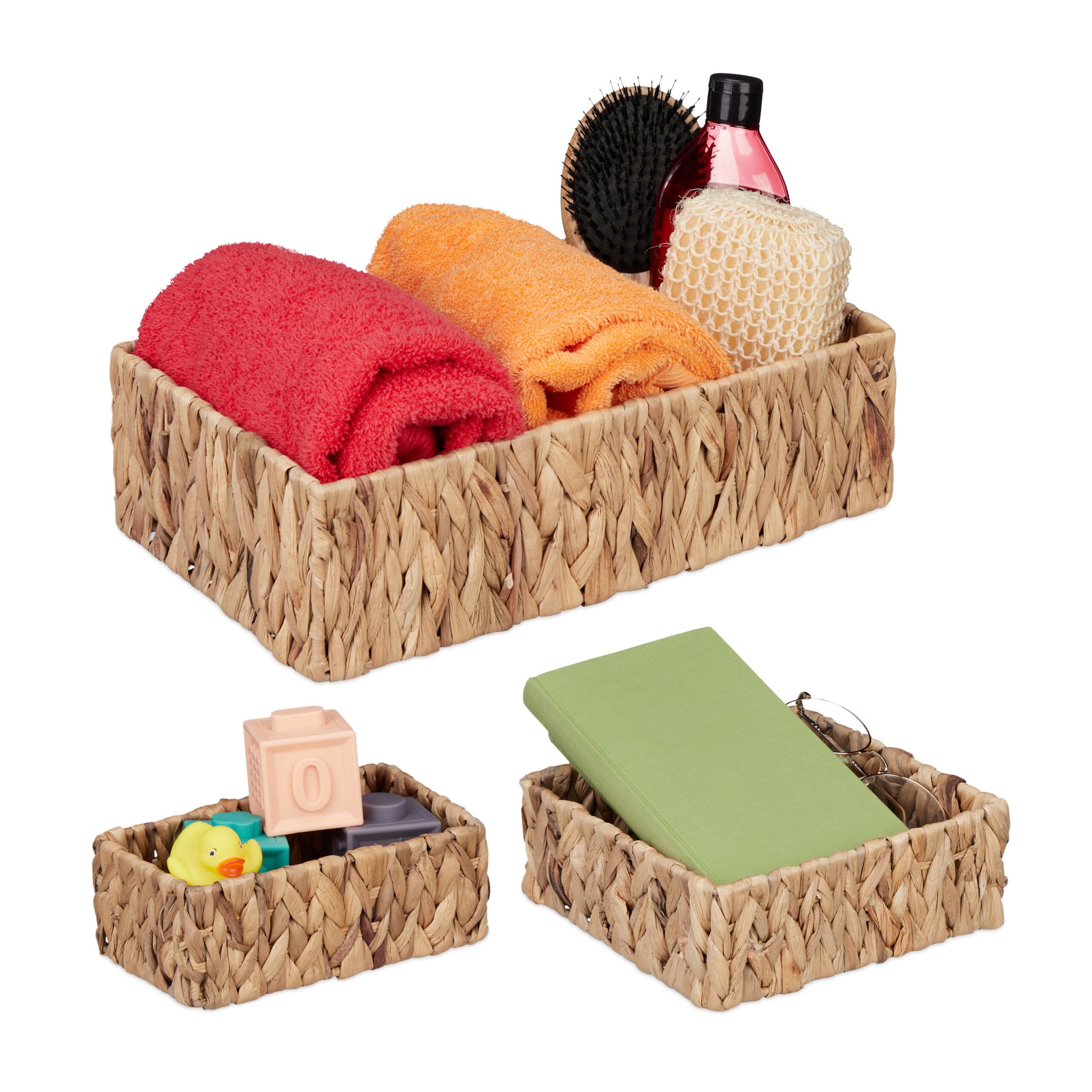 Aufbewahrungskorb 3er-Set Hellbraun von Relaxdays
