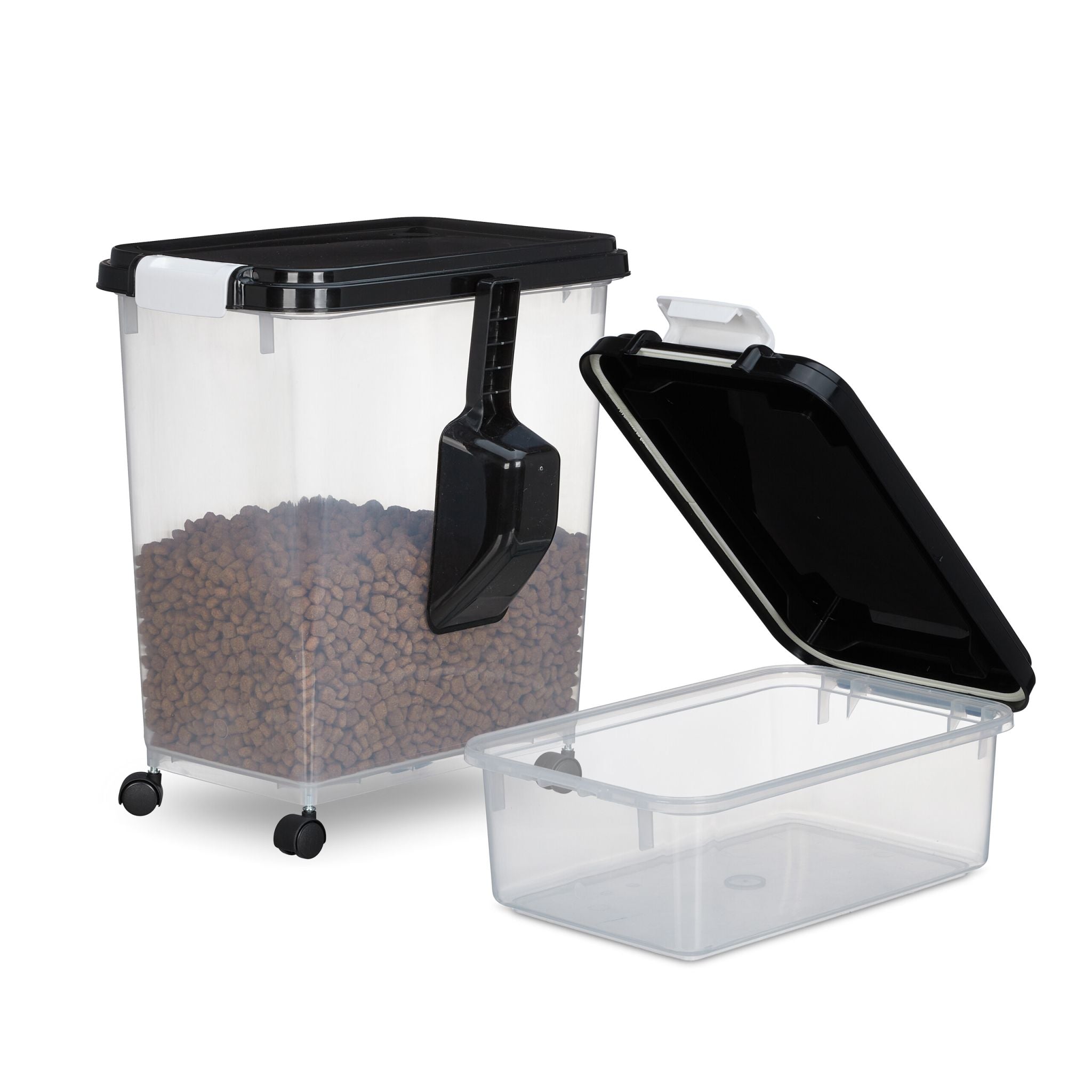 Hundefutter Aufbewahrungsbox 2er-Set Schwarz-Transparent