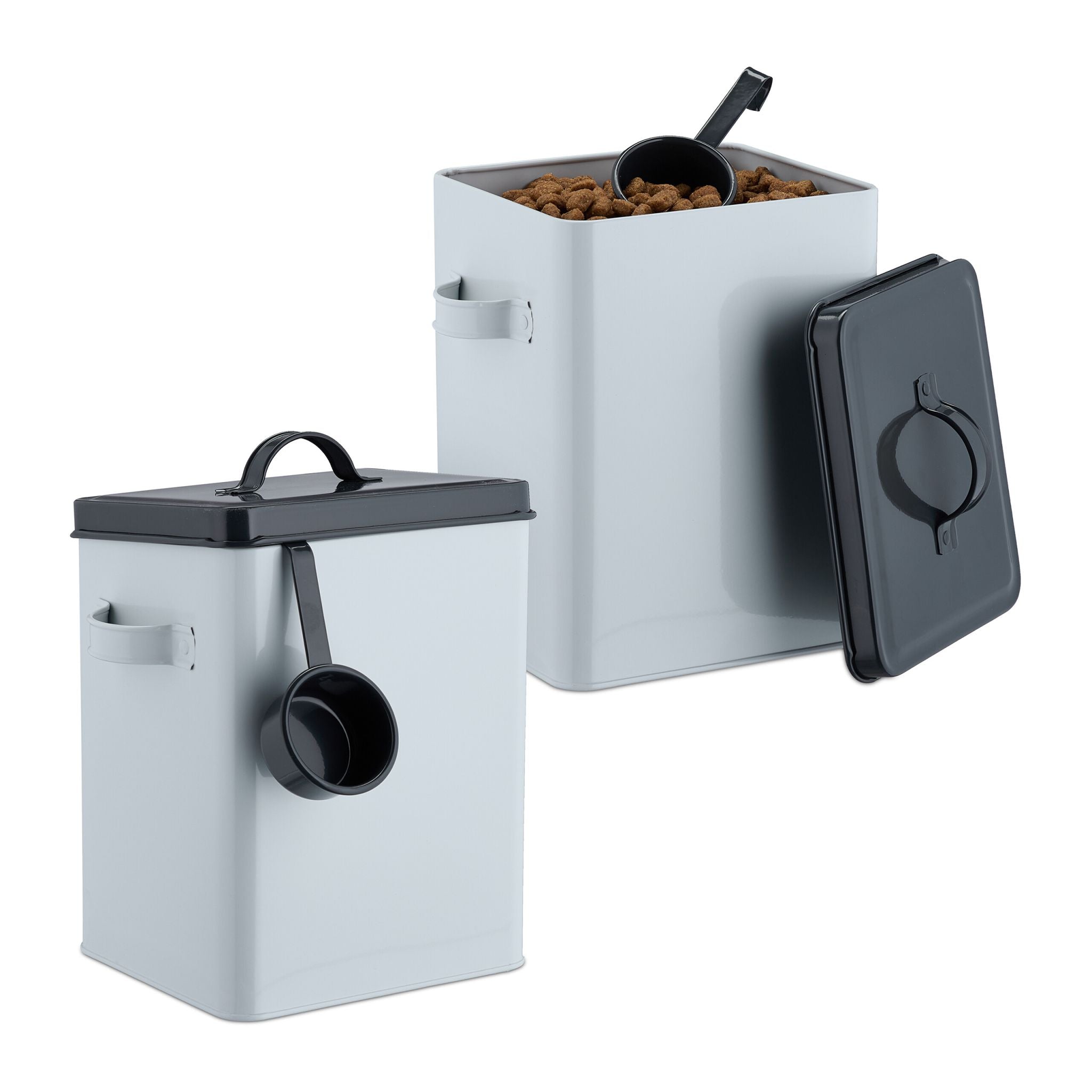 Futterbox mit Löffel 2er-Set Anthrazit-Weiss