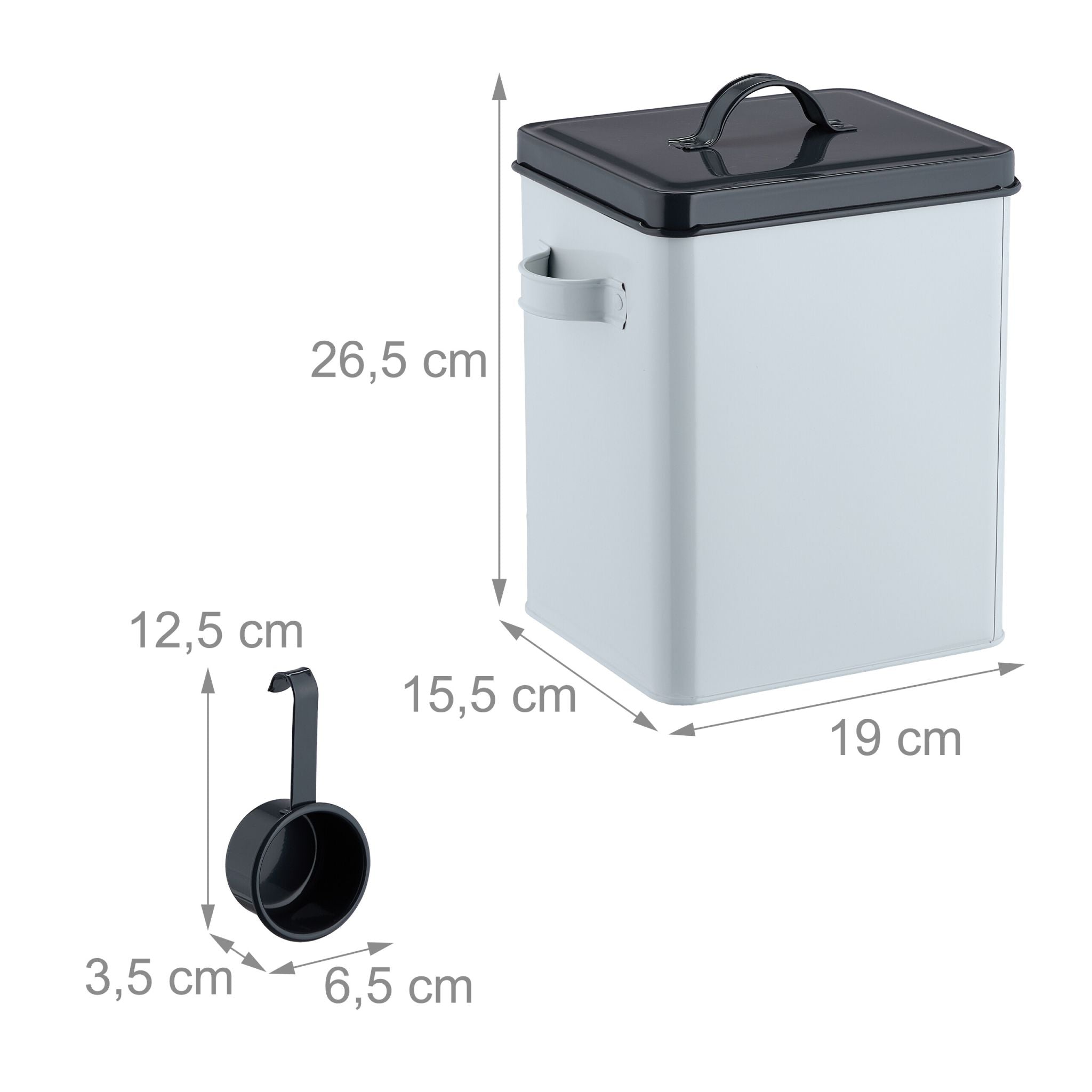 Futterbox mit Löffel 2er-Set Anthrazit-Weiss