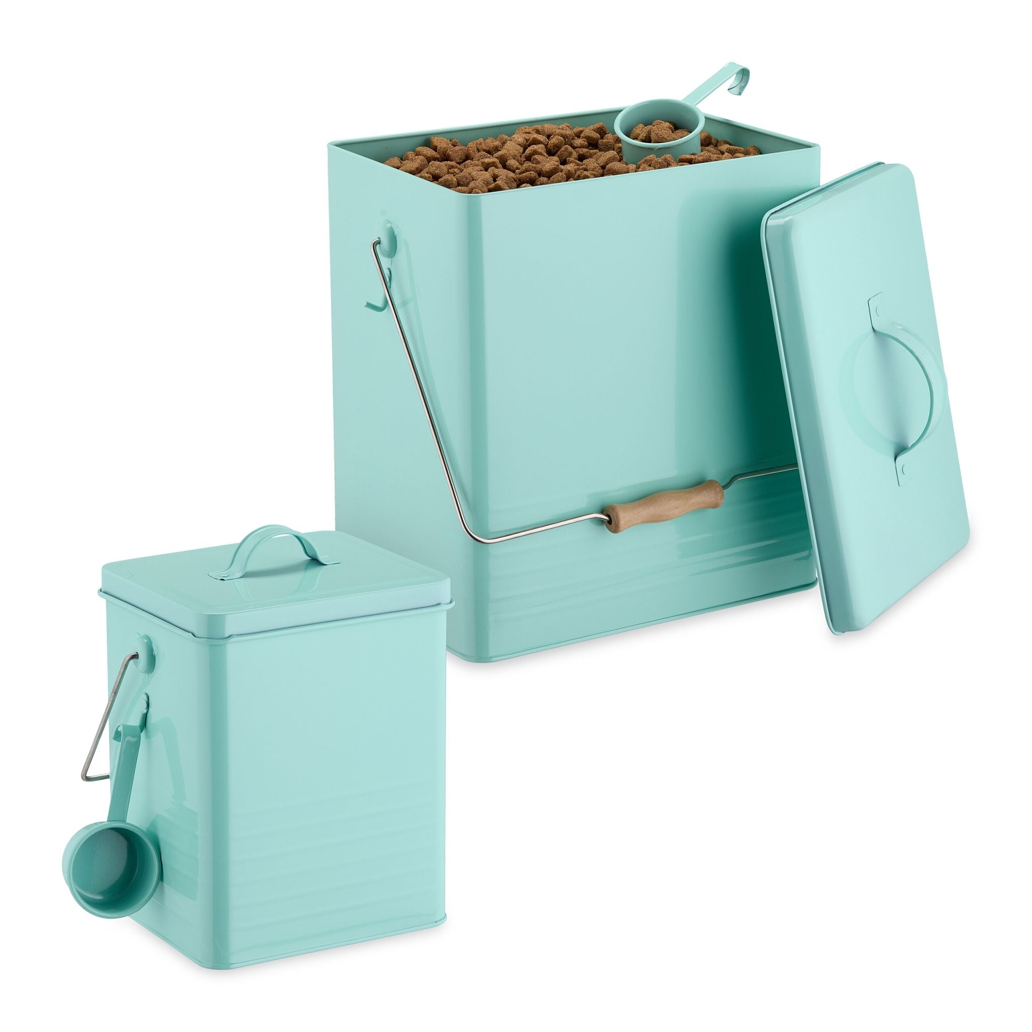 Türkise Futterbox 2er-Set Hellbraun-Silber-Türkis von Relaxdays
