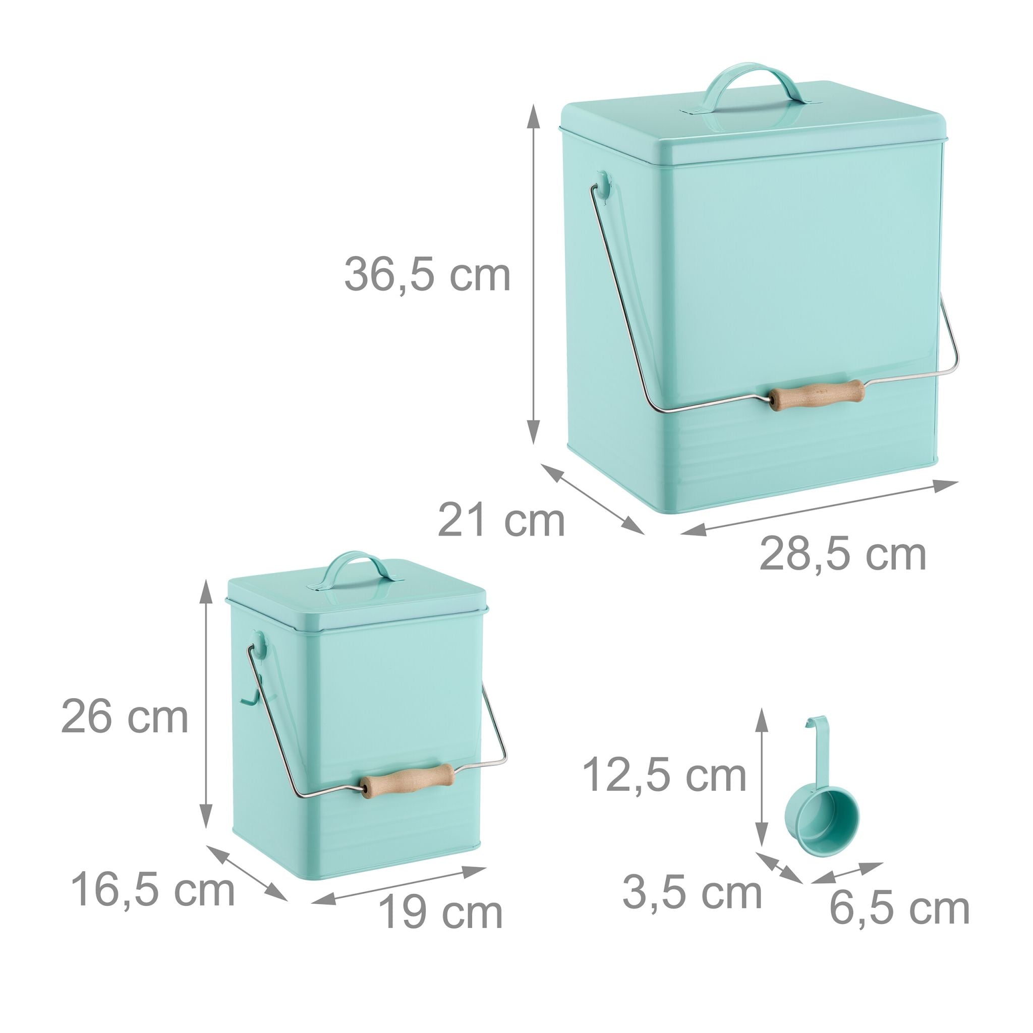 Türkise Futterbox 2er-Set Hellbraun-Silber-Türkis von Relaxdays