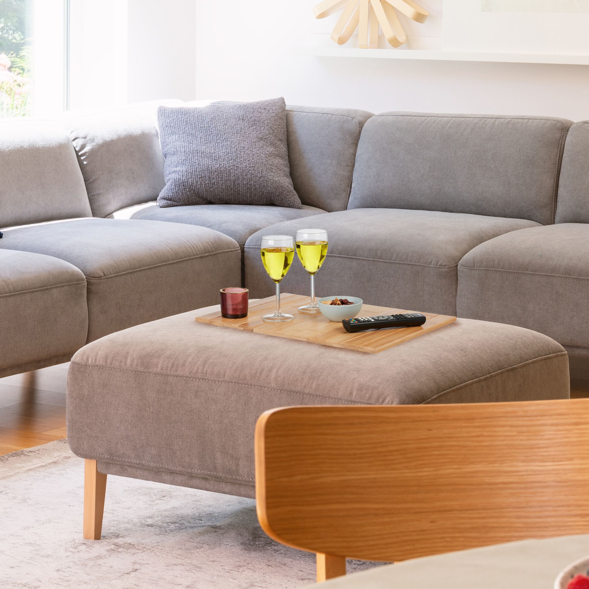 Sofatablett Bambus Hellbraun-Schwarz von Relaxdays