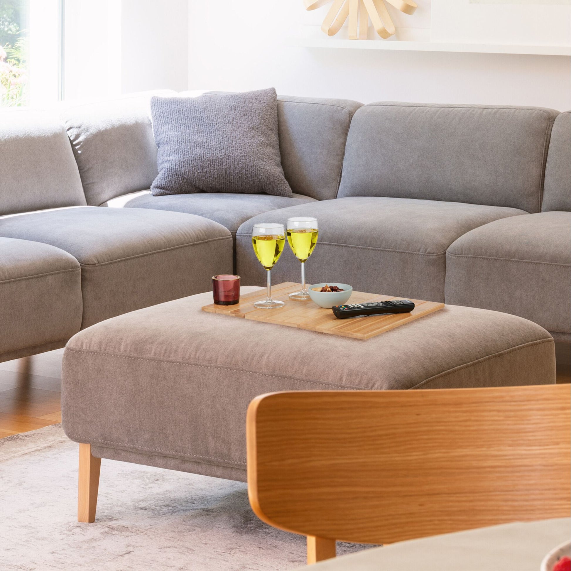 Sofatablett Bambus Hellbraun-Schwarz von Relaxdays