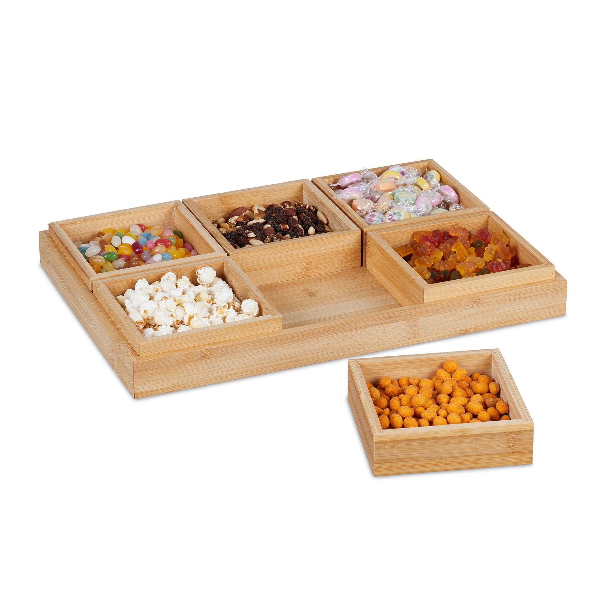 Snackschalen Set mit Serviertablett Hellbraun von Relaxdays