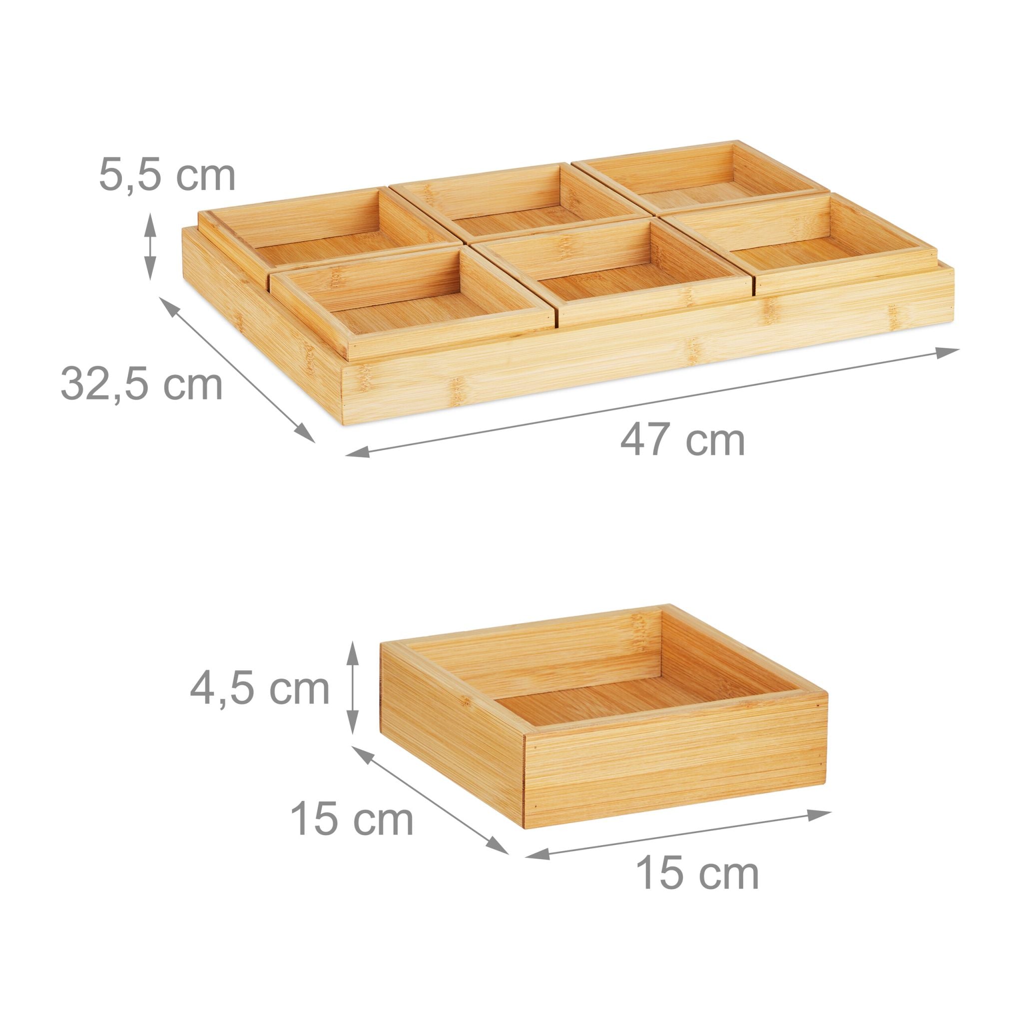 Snackschalen Set mit Serviertablett Hellbraun von Relaxdays