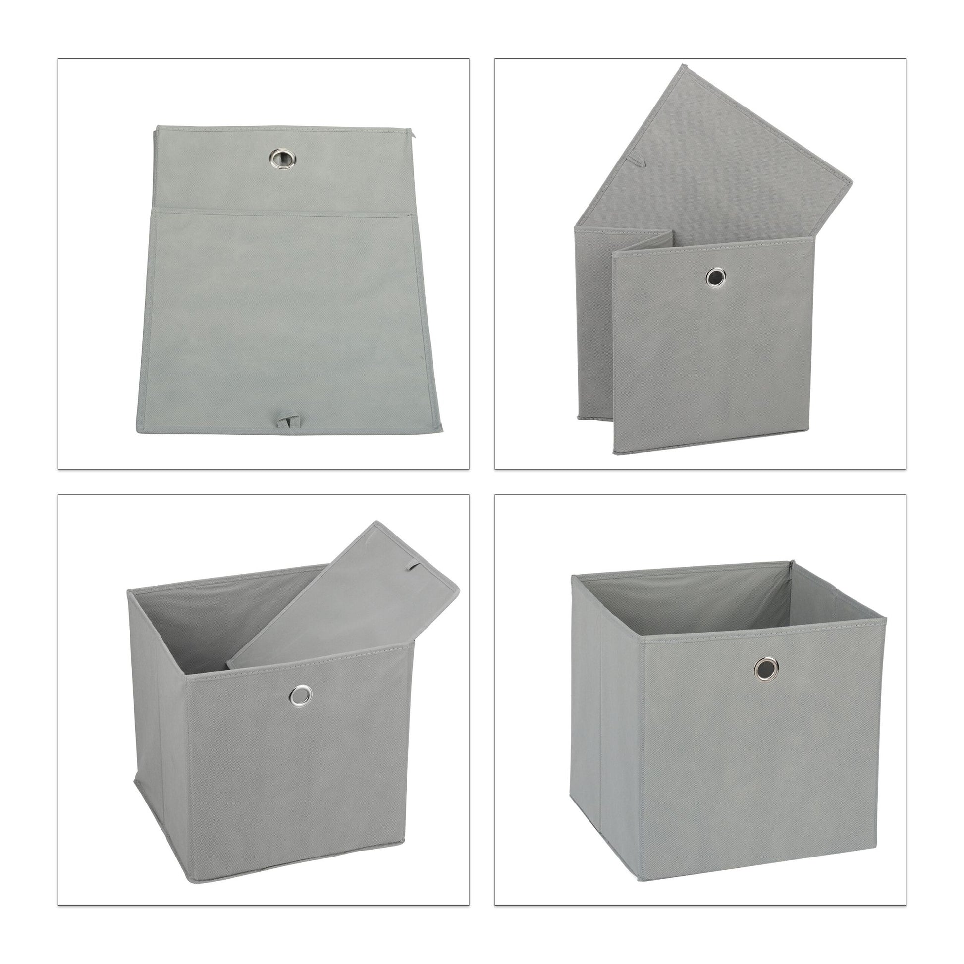 Aufbewahrungsbox 4er-Set Silber-Grau von Relaxdays