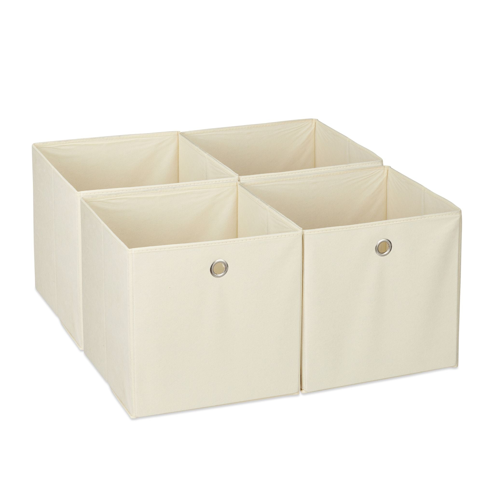Aufbewahrungsbox 4er-Set Beige-Silber von Relaxdays