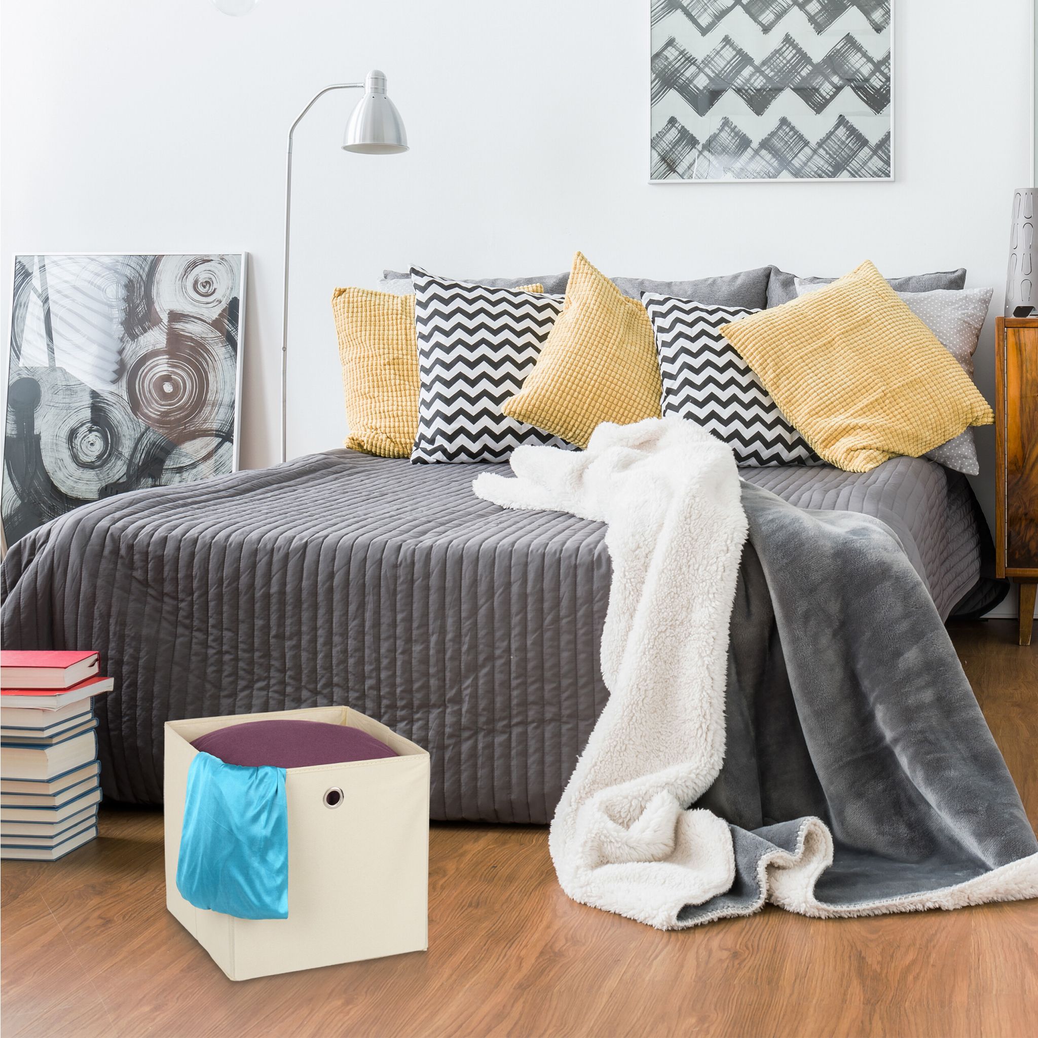 Aufbewahrungsbox 4er-Set Beige-Silber von Relaxdays