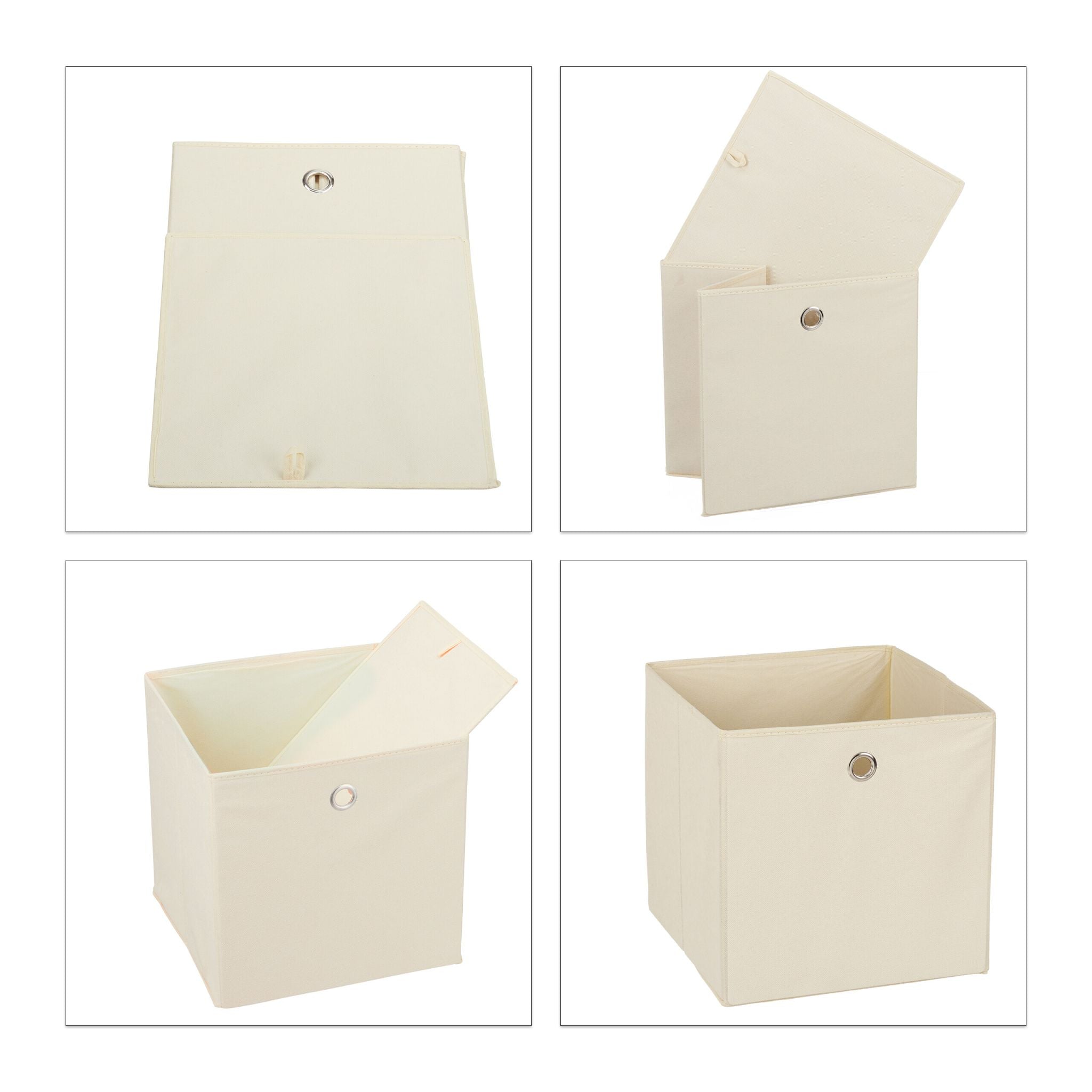 Aufbewahrungsbox 4er-Set Beige-Silber von Relaxdays