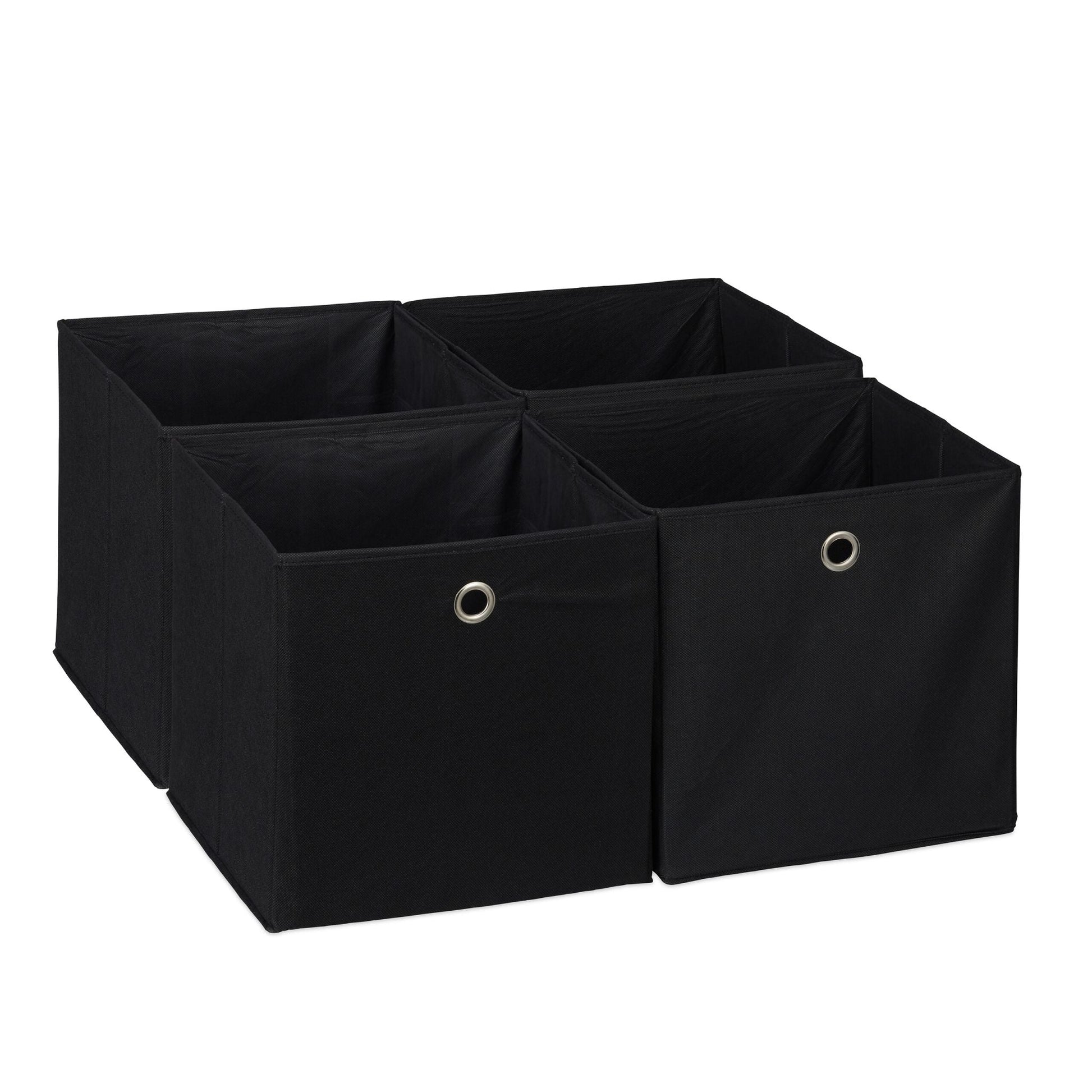 Aufbewahrungsbox 4er-Set Schwarz-Silber von Relaxdays
