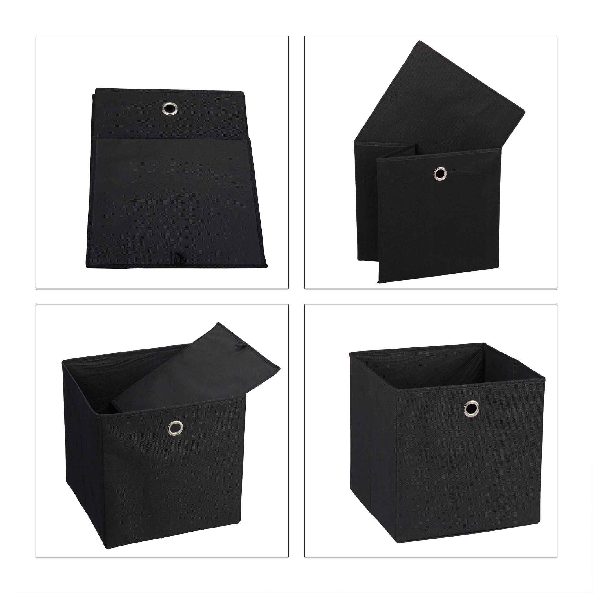 Aufbewahrungsbox 4er-Set Schwarz-Silber von Relaxdays