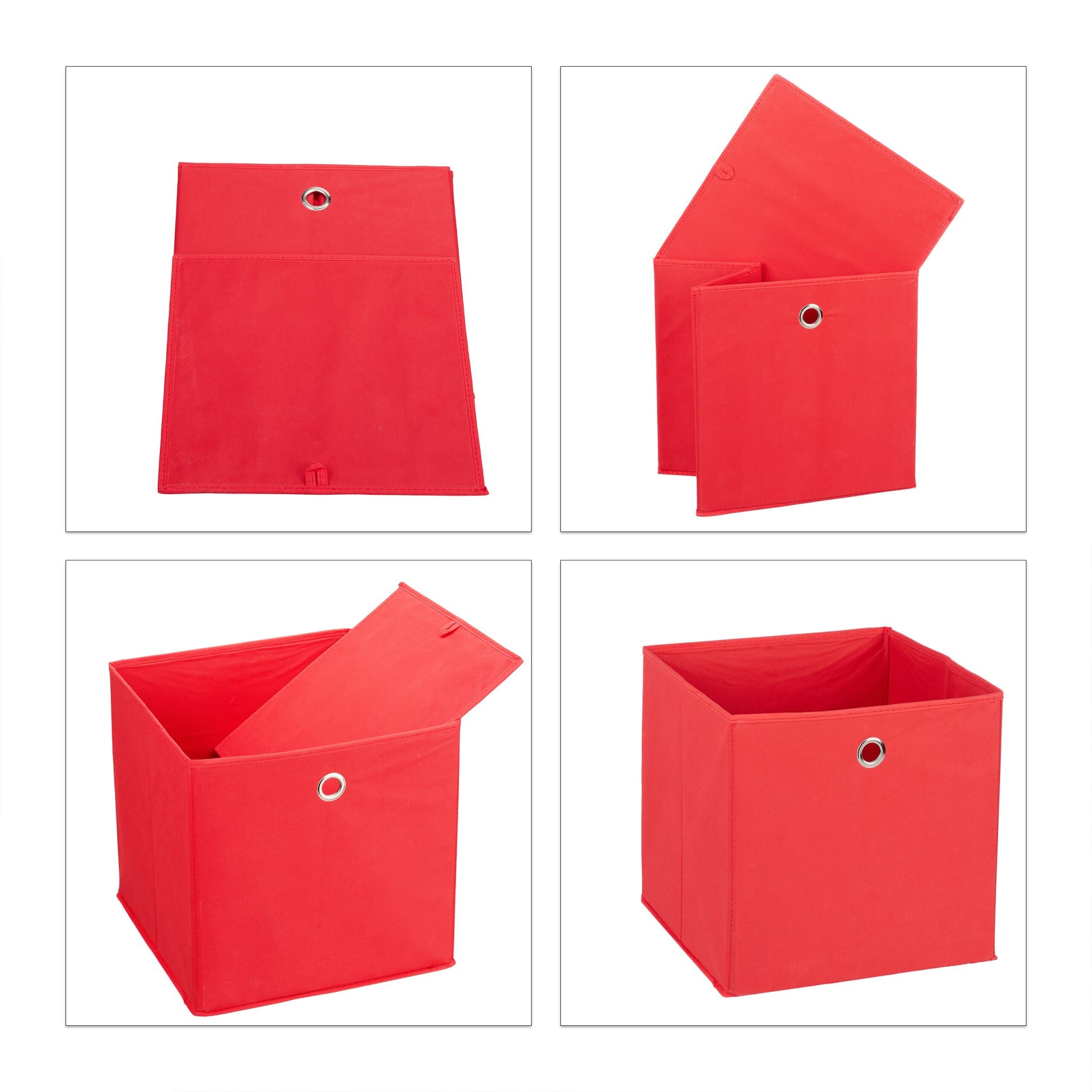 Aufbewahrungsbox 4er-Set Rot-Silber von Relaxdays