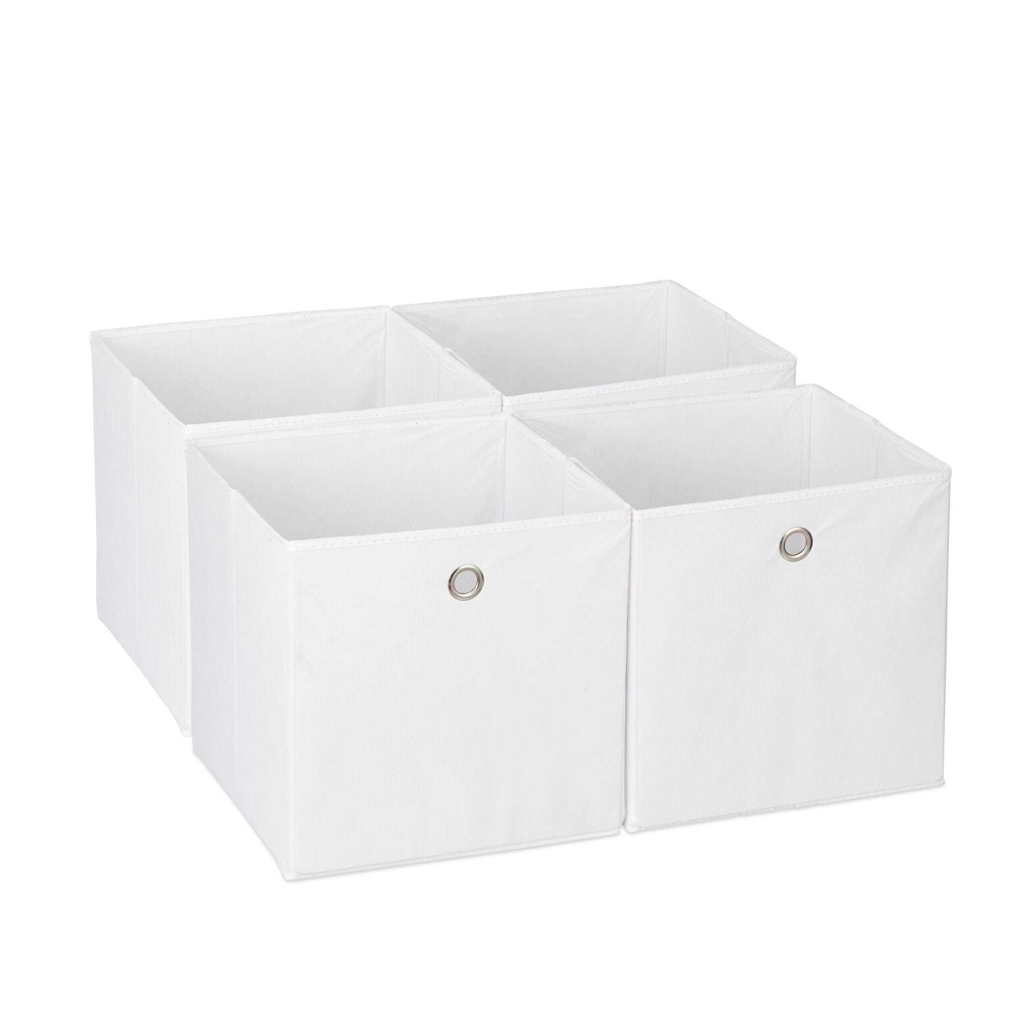 Aufbewahrungsbox 4er-Set Weiss-Silber von Relaxdays