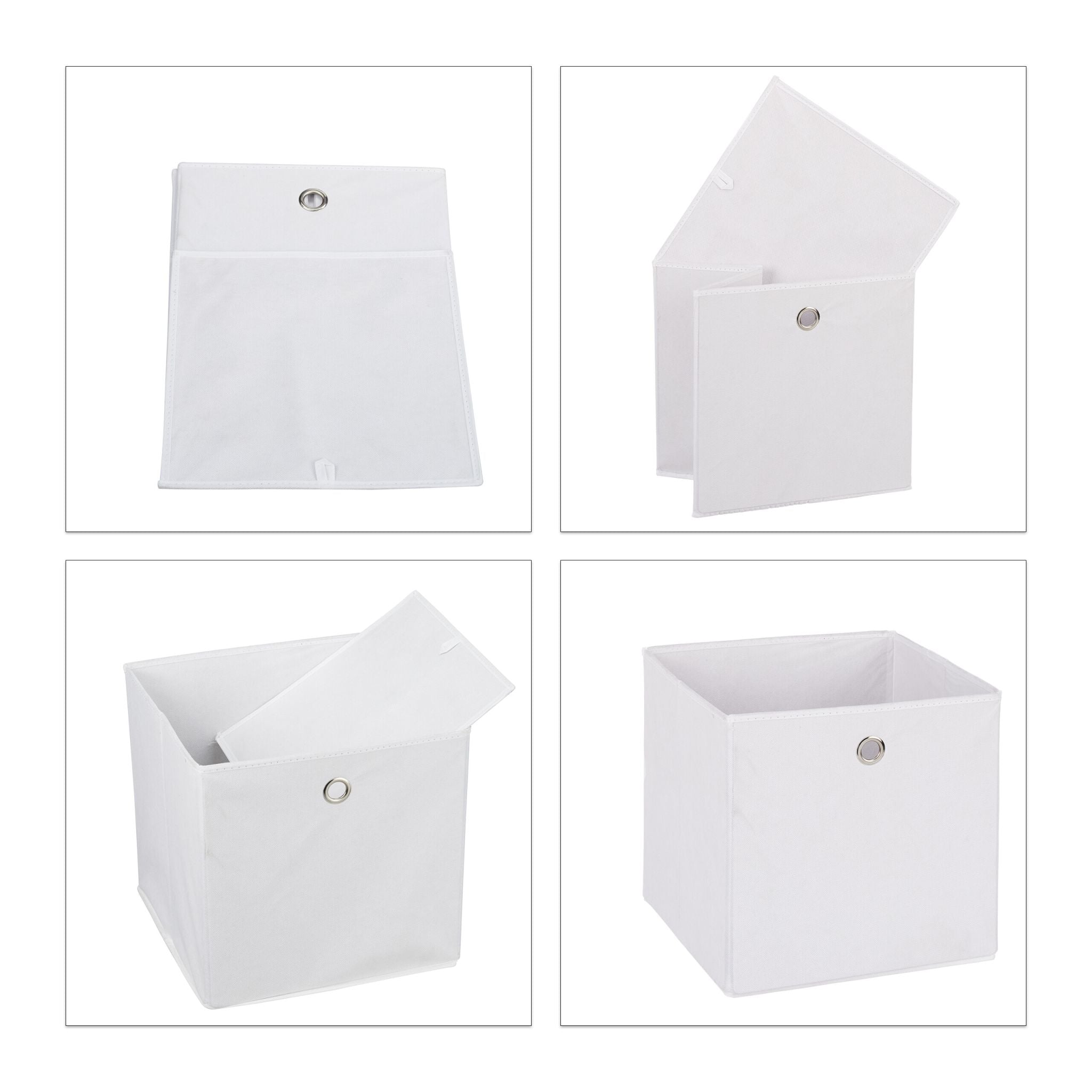 Aufbewahrungsbox 4er-Set Weiss-Silber von Relaxdays