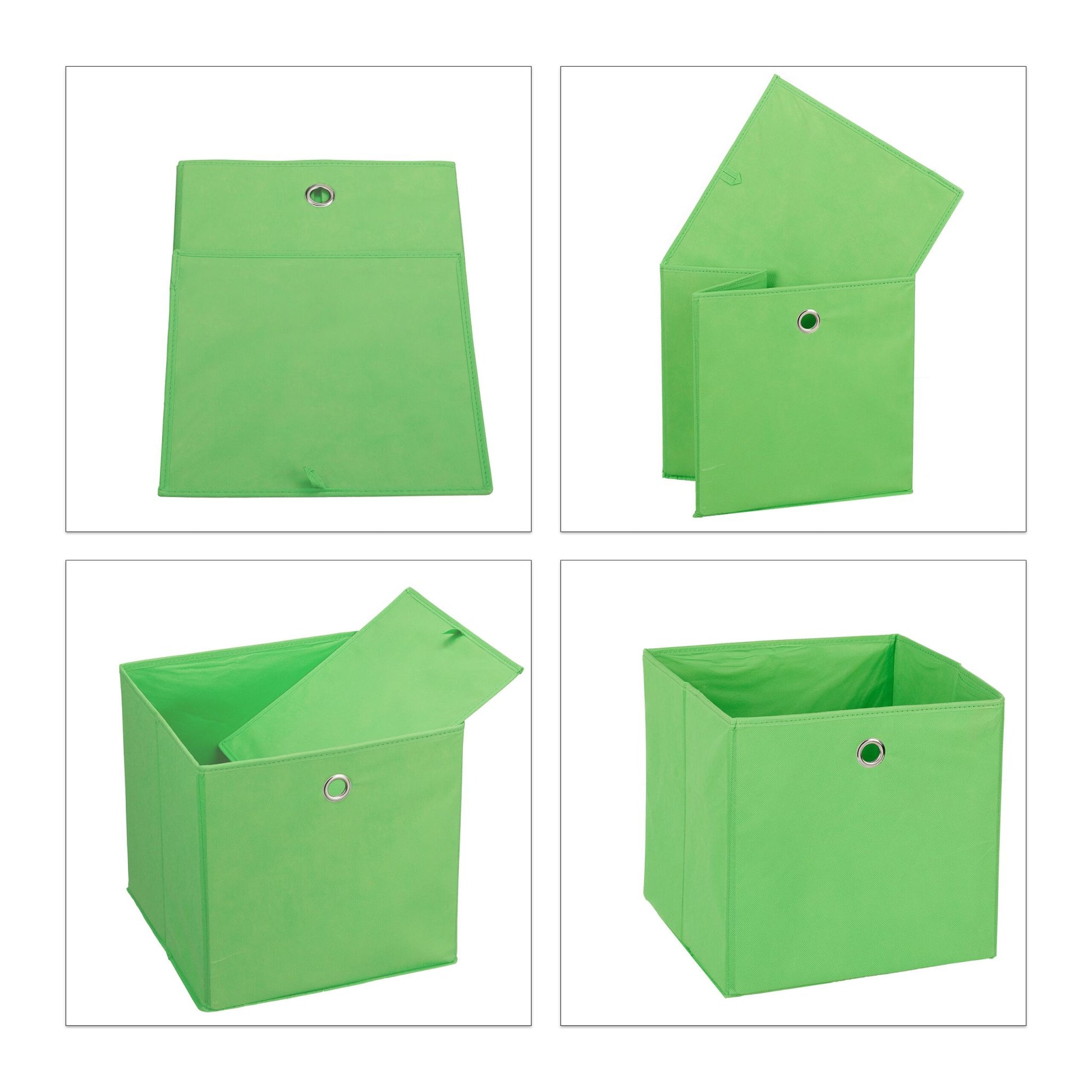 Aufbewahrungsbox 4er-Set Grün-Silber von Relaxdays