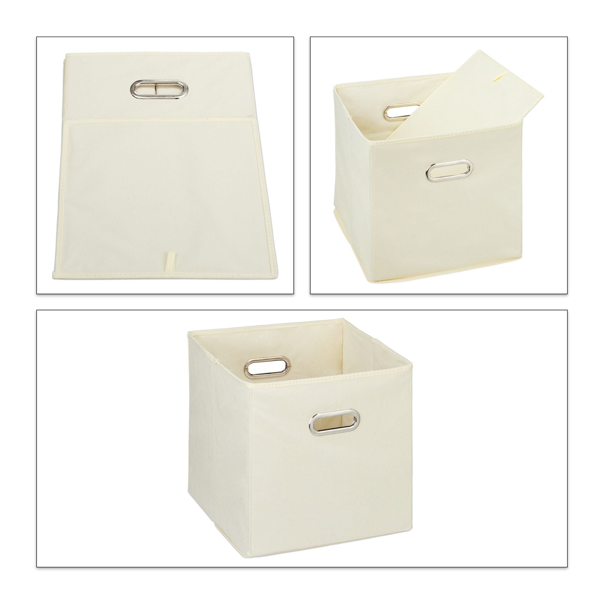 Aufbewahrungsbox 4er-Set Beige-Silber von Relaxdays