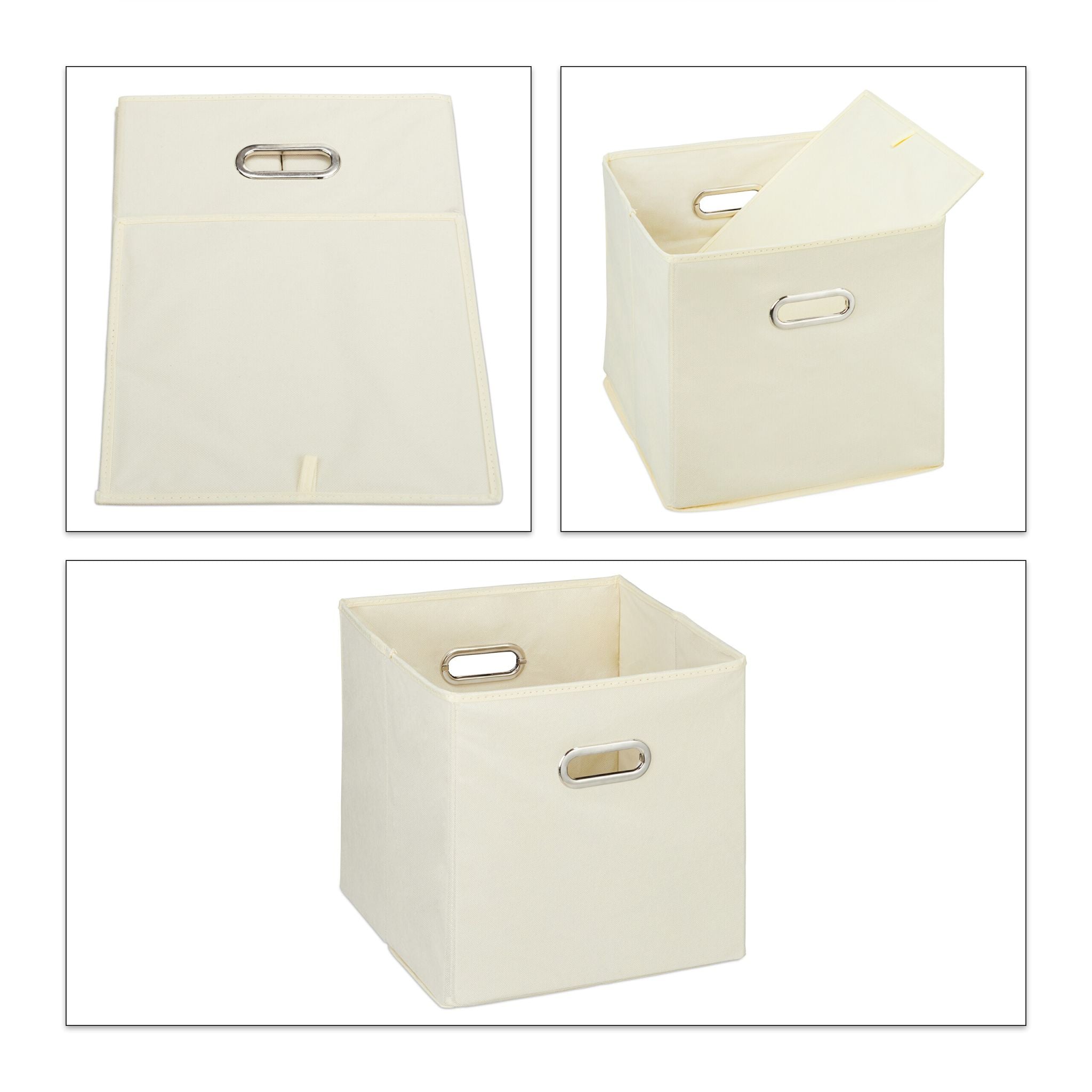 Aufbewahrungsbox 4er-Set Beige-Silber von Relaxdays