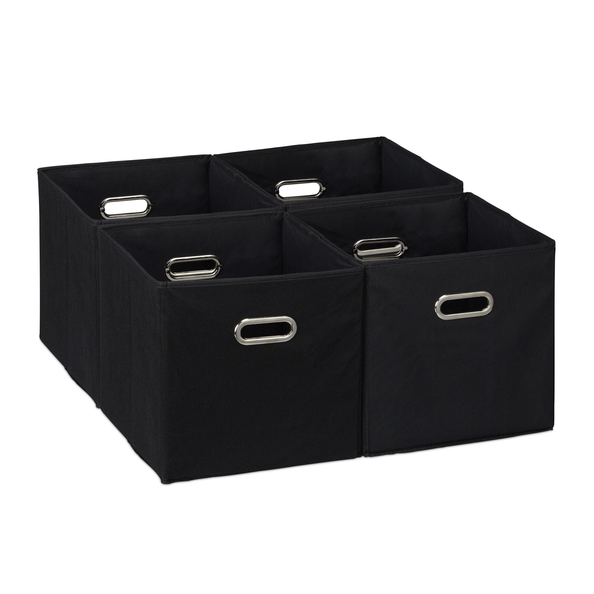 Aufbewahrungsbox 4er-Set Schwarz-Silber von Relaxdays