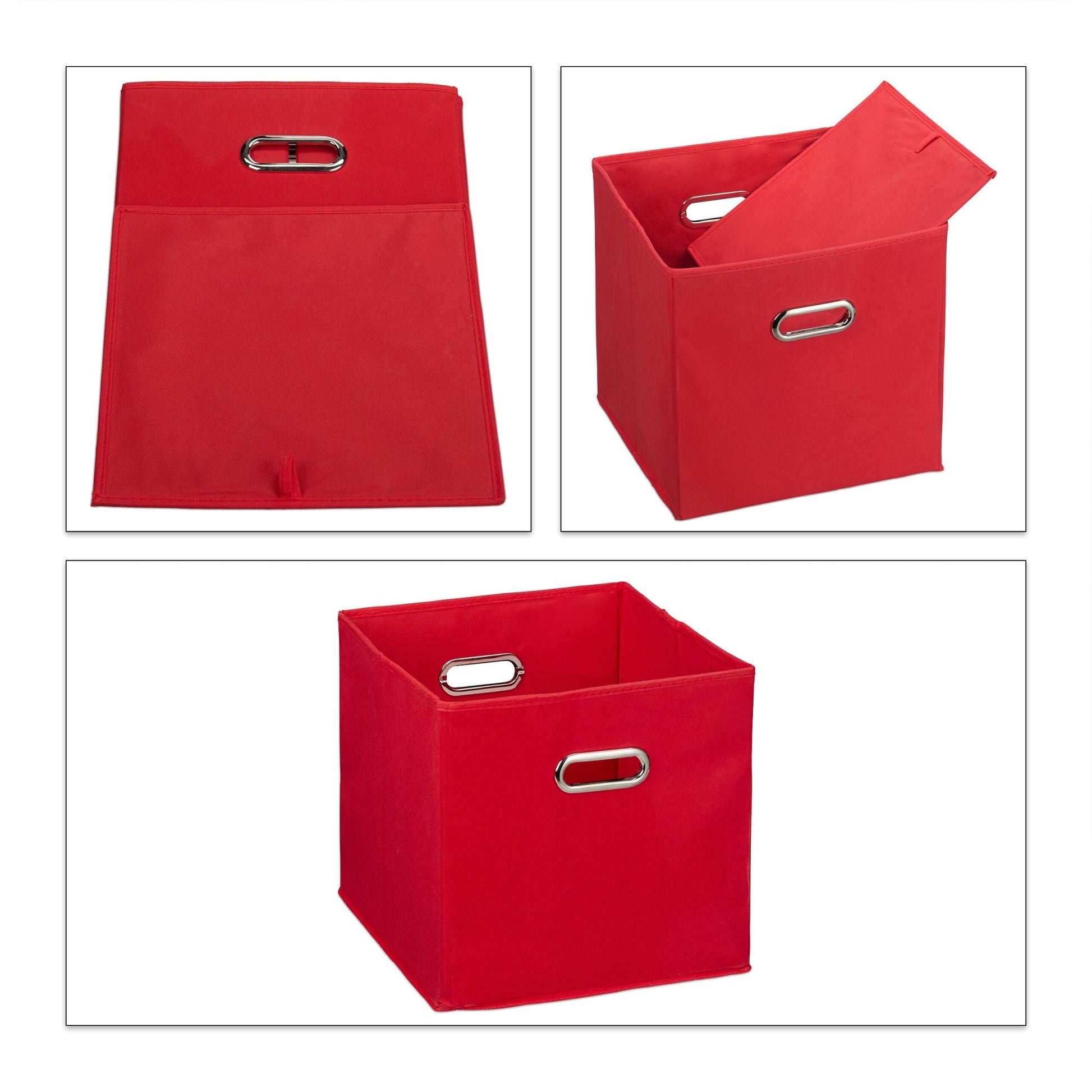 Aufbewahrungsbox 4er-Set Rot-Silber von Relaxdays